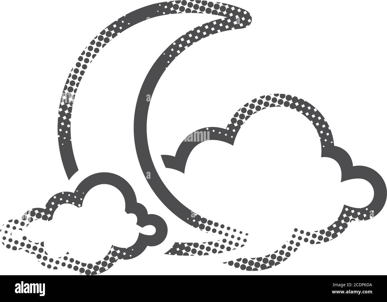 Weather overcast cloudy icon in halftone style. Black and white ...