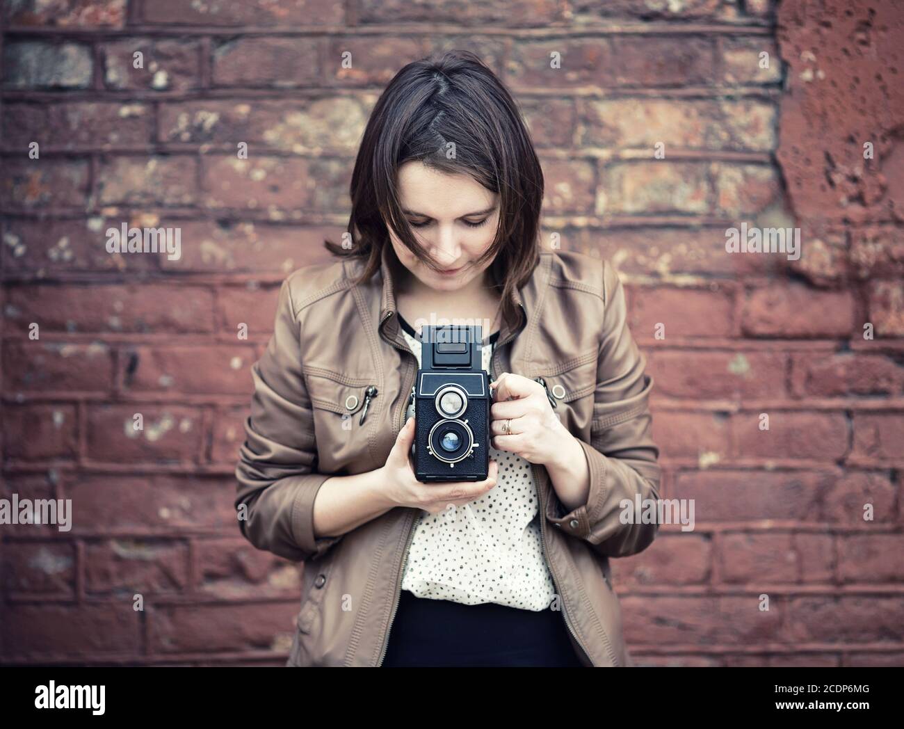 Woman taking photo Stock Photo