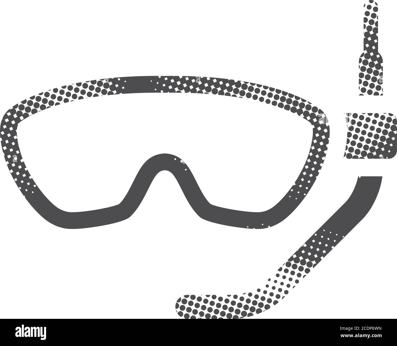 Snorkel mask icon in halftone style. Black and white monochrome vector ...