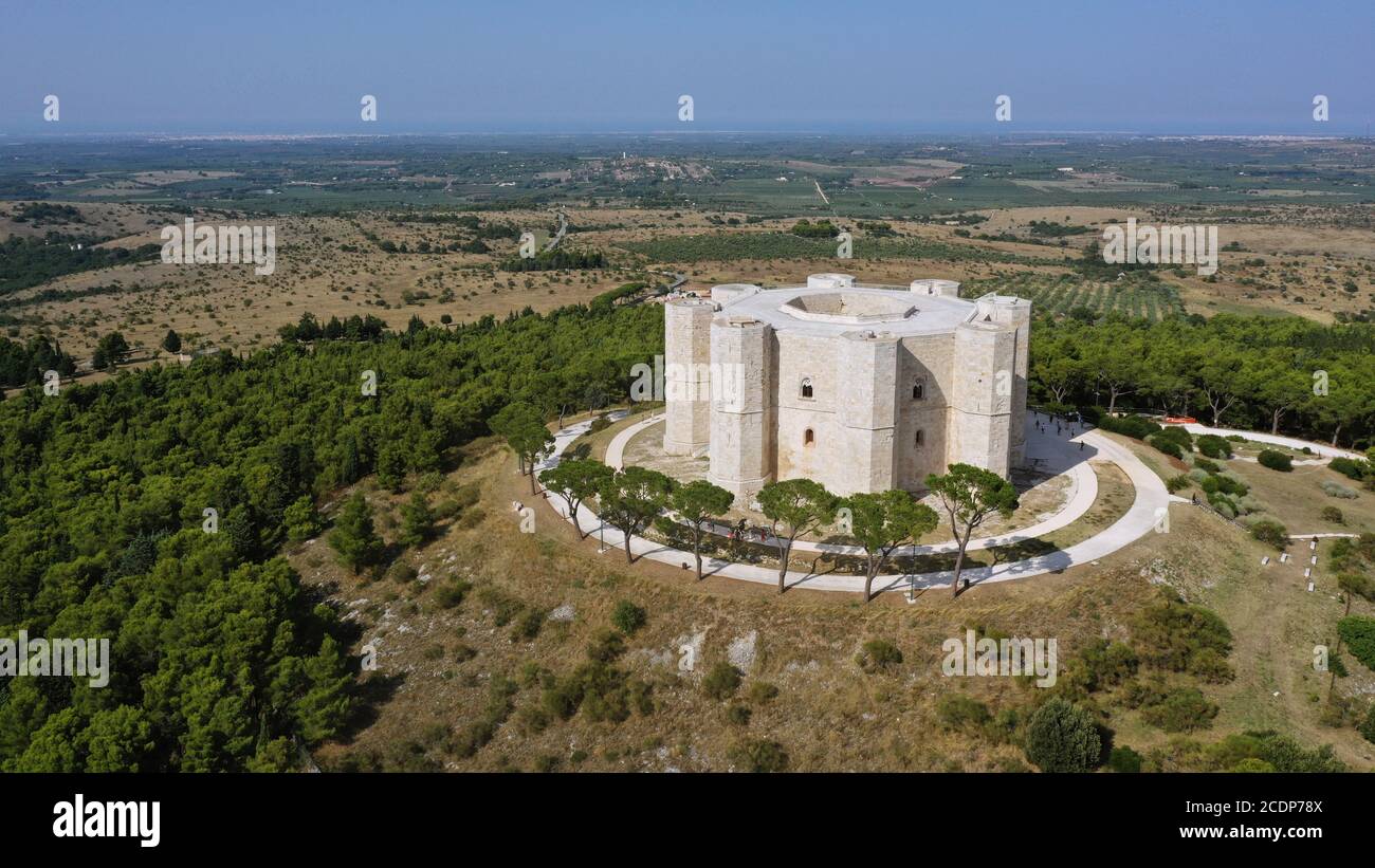 Castel del Monte, Barletta, Andria, Trani, Puglia / Italy: Aerial view of the Castel del Monte Stock Photo