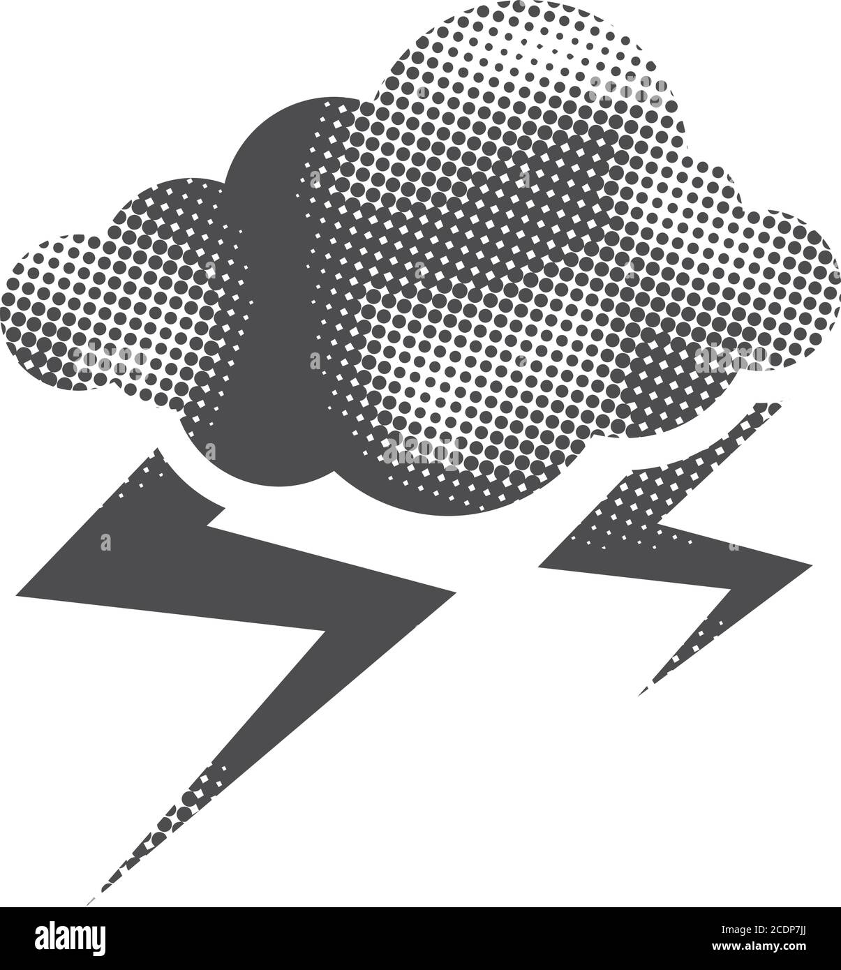 Weather overcast storm icon in halftone style. Black and white ...