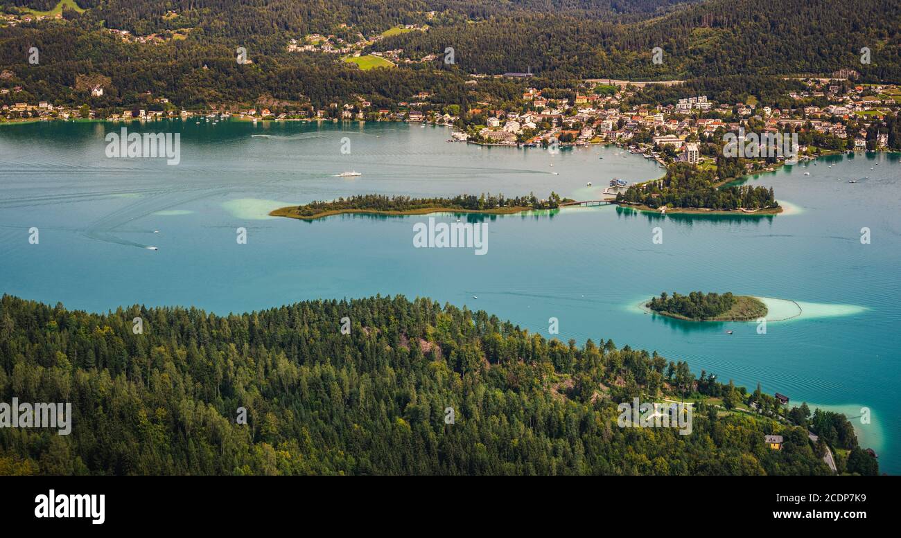 Pyramidenkogel, view of the Lake Worthersee, Carinthia, Austria Stock Photo