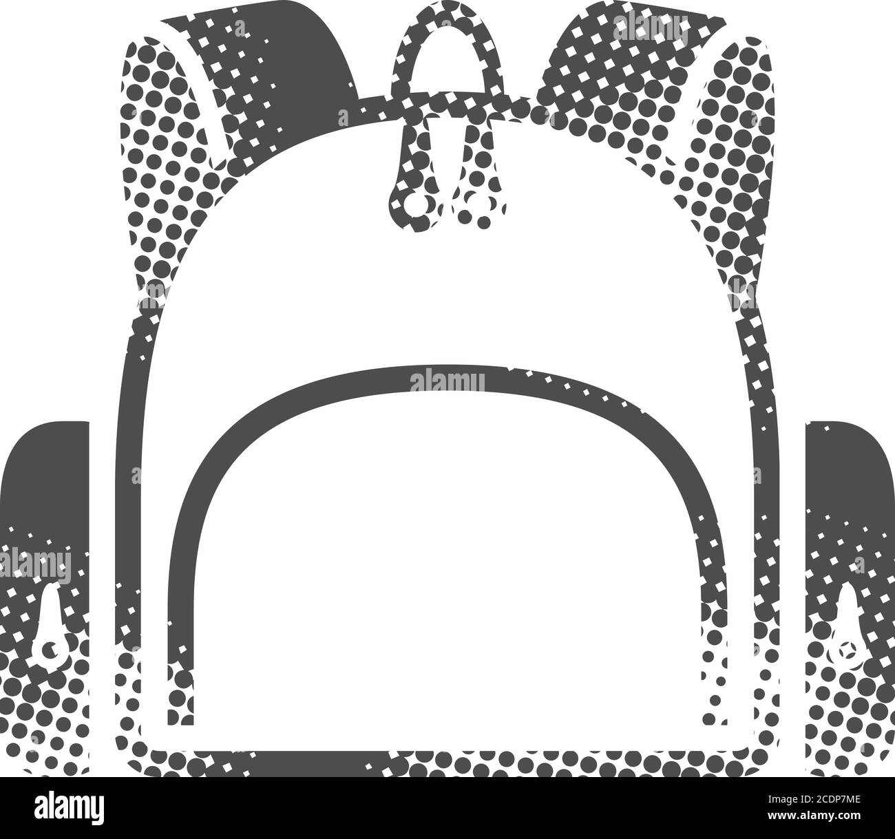 School bag icon in halftone style. Black and white monochrome vector ...