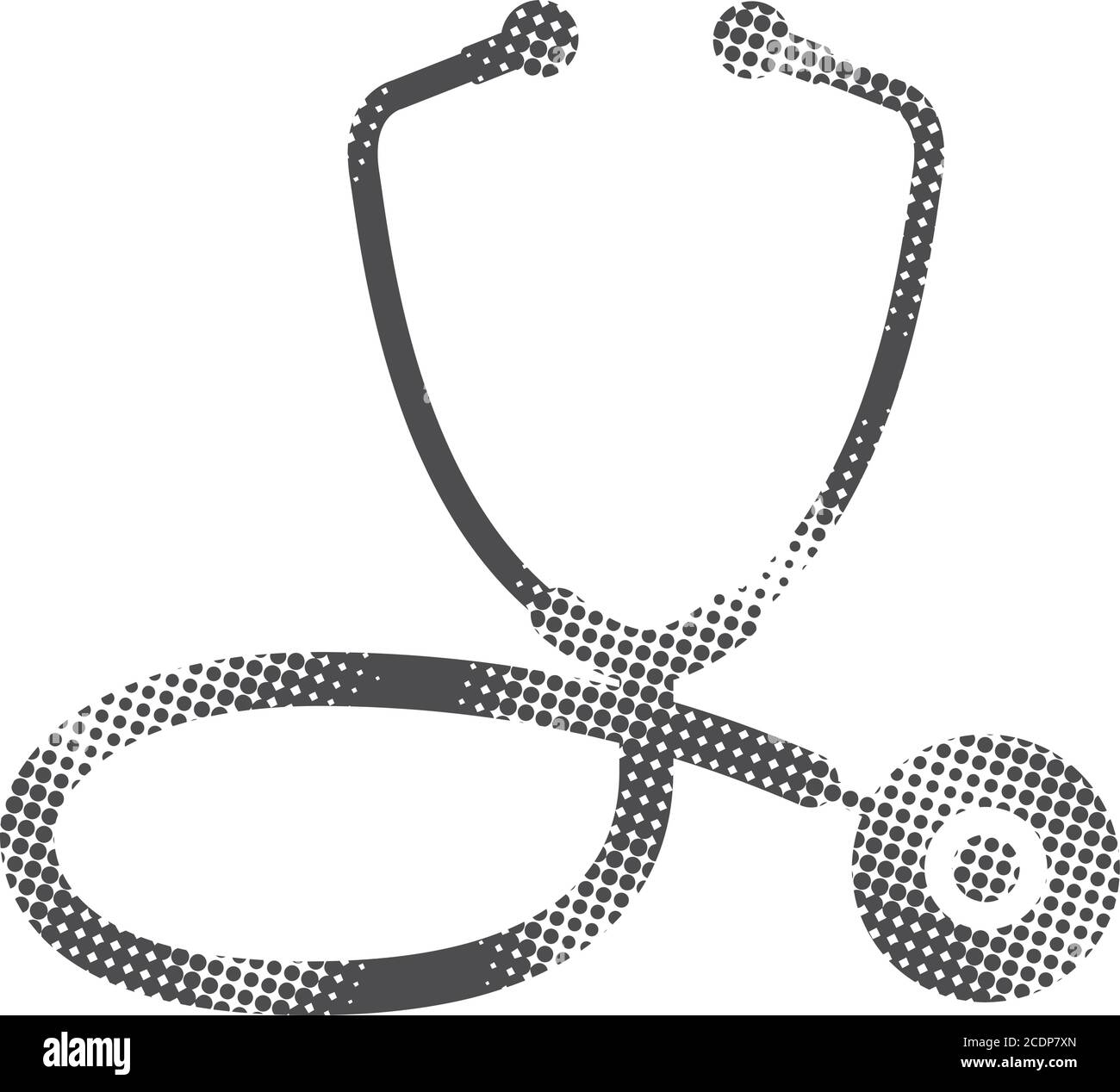 Stethoscope icon in halftone style. Black and white monochrome vector ...