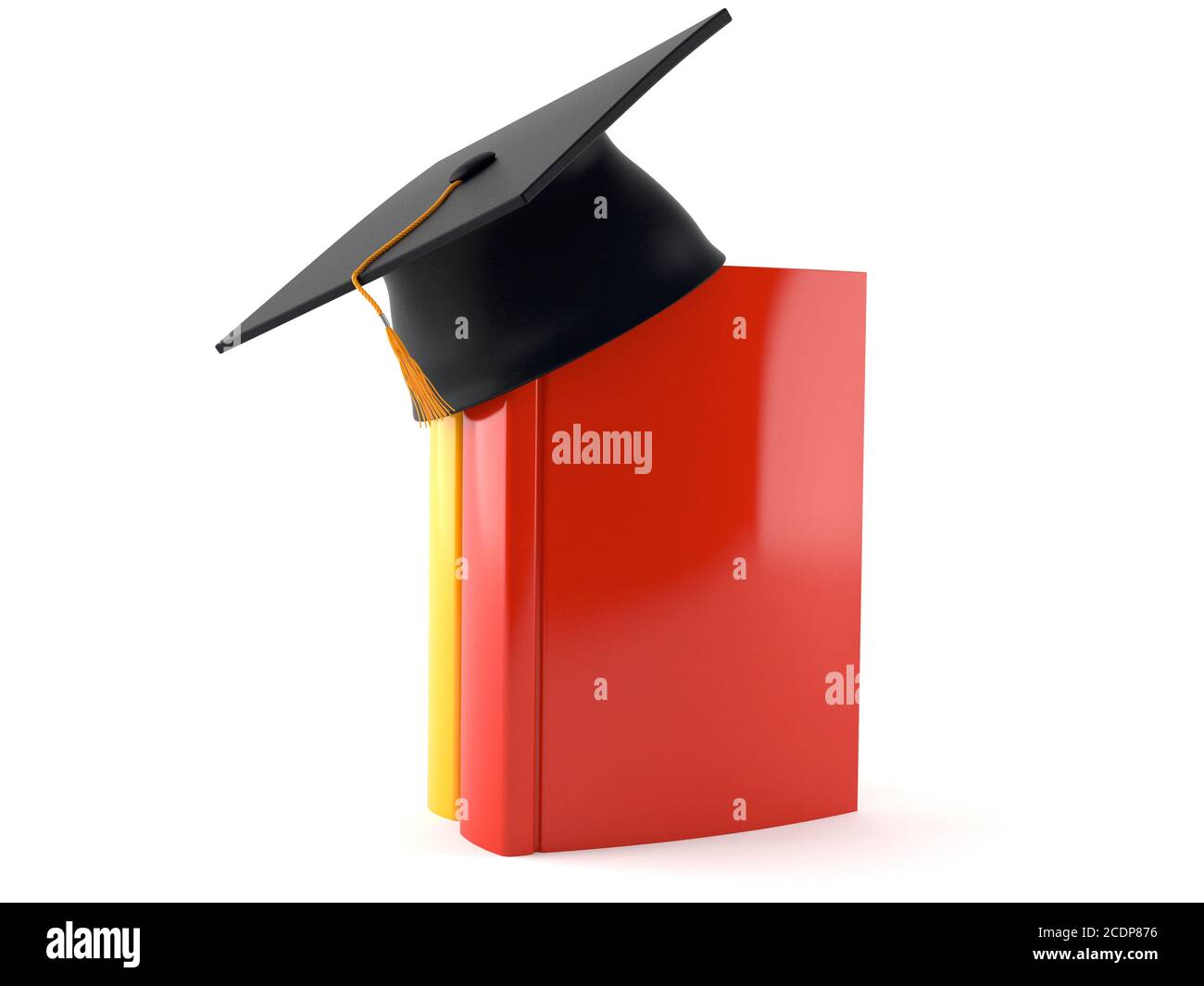 Books with mortarboard isolated on white background Stock Photo - Alamy