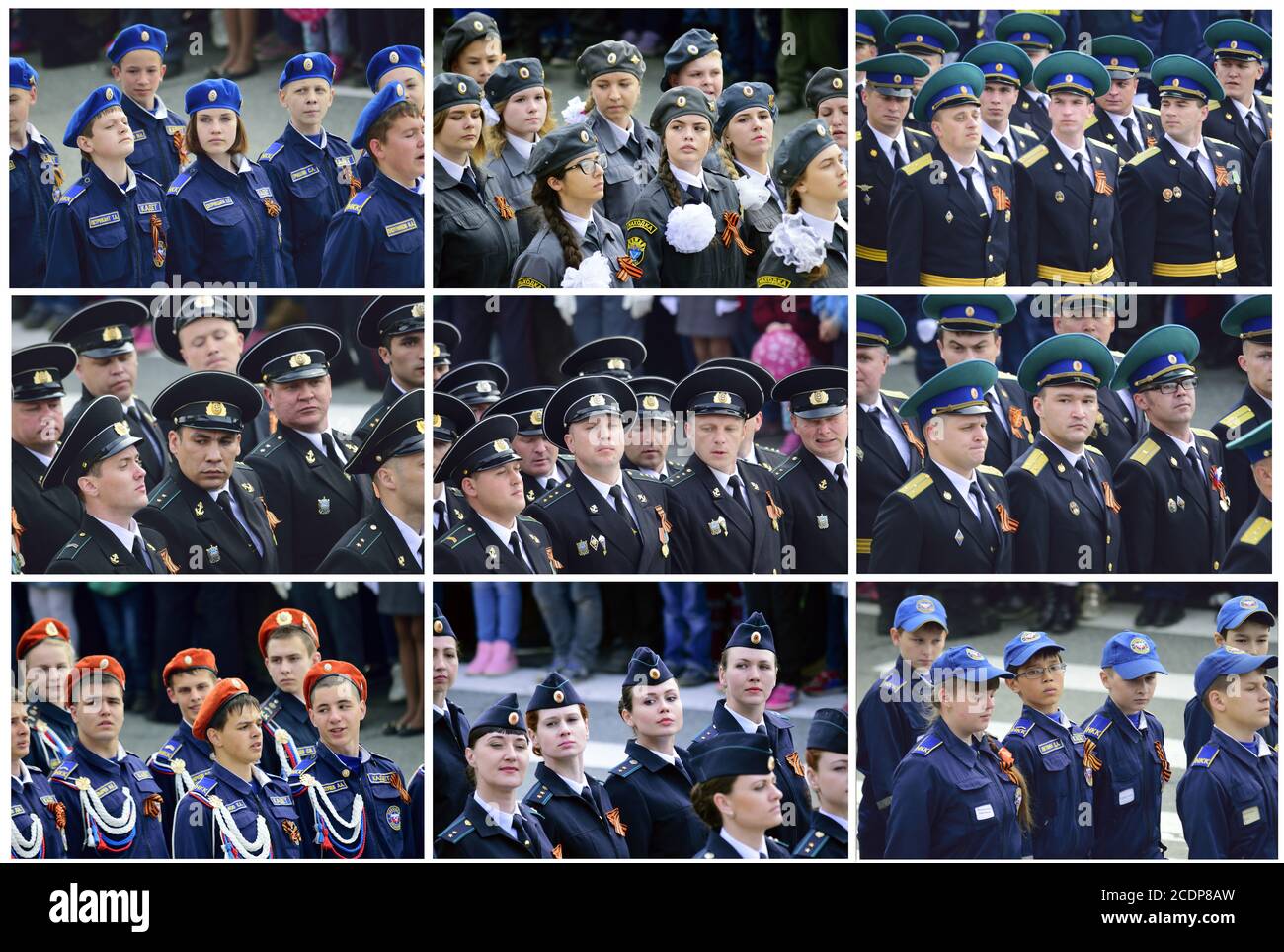 Military parade to celebrate World War II Victory Day on May Stock Photo