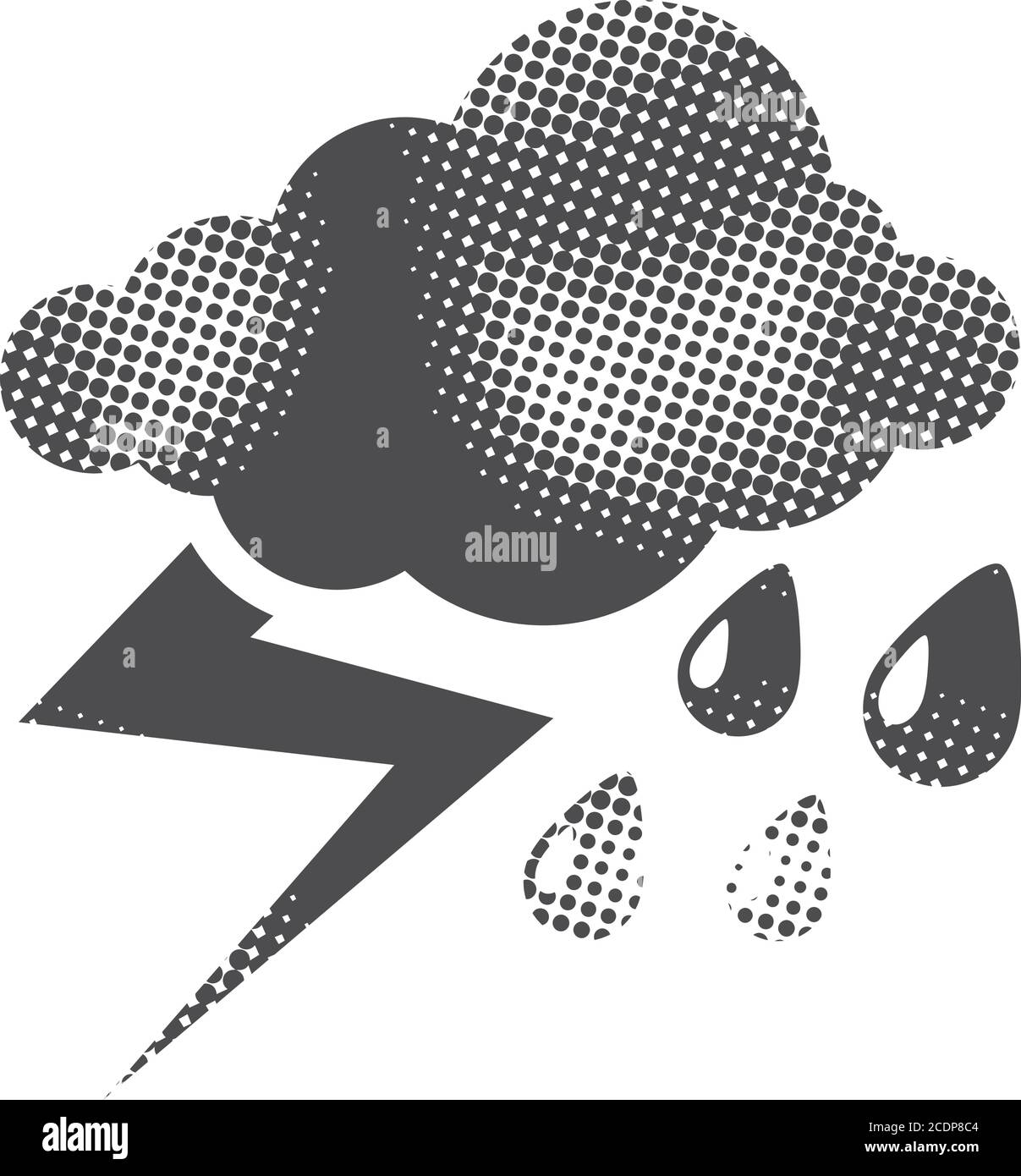 Weather overcast storm icon in halftone style. Black and white ...