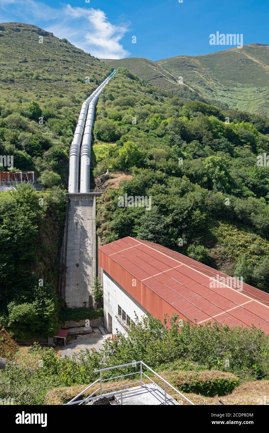 hydroelectric power station with huge pipelines Stock Photo Alamy