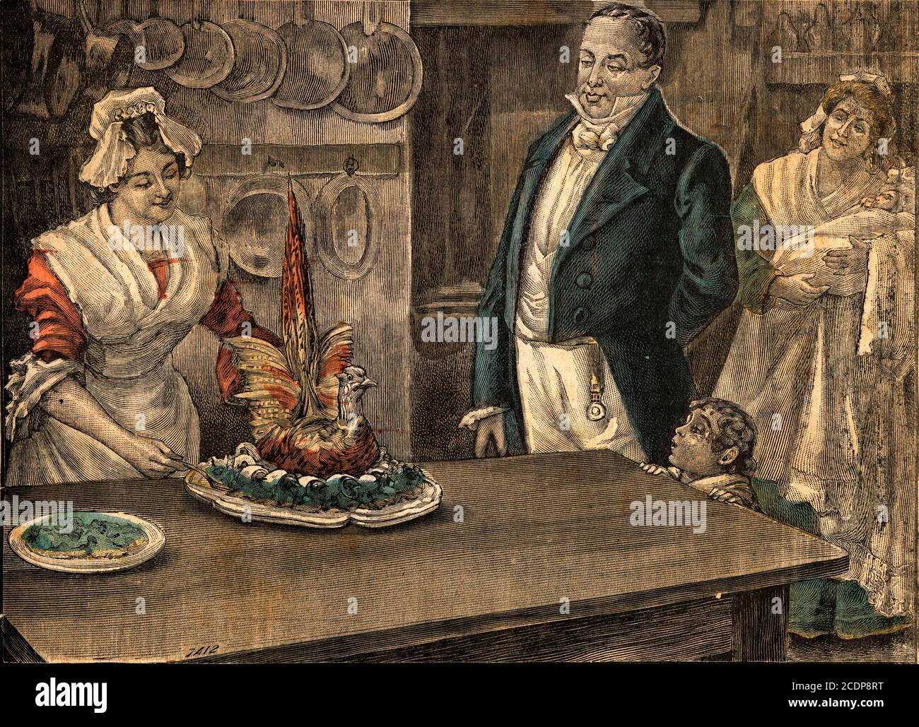 Brillat Savarin and his pheasant on Nichee - Jean Anthelme Brillat-Savarin,  French gastronome (1755-1826). from "La cuisine des familles” Stock Photo -  Alamy