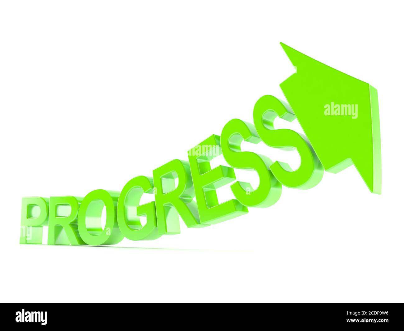 Progress text with green arrow isolated on white background Stock Photo ...