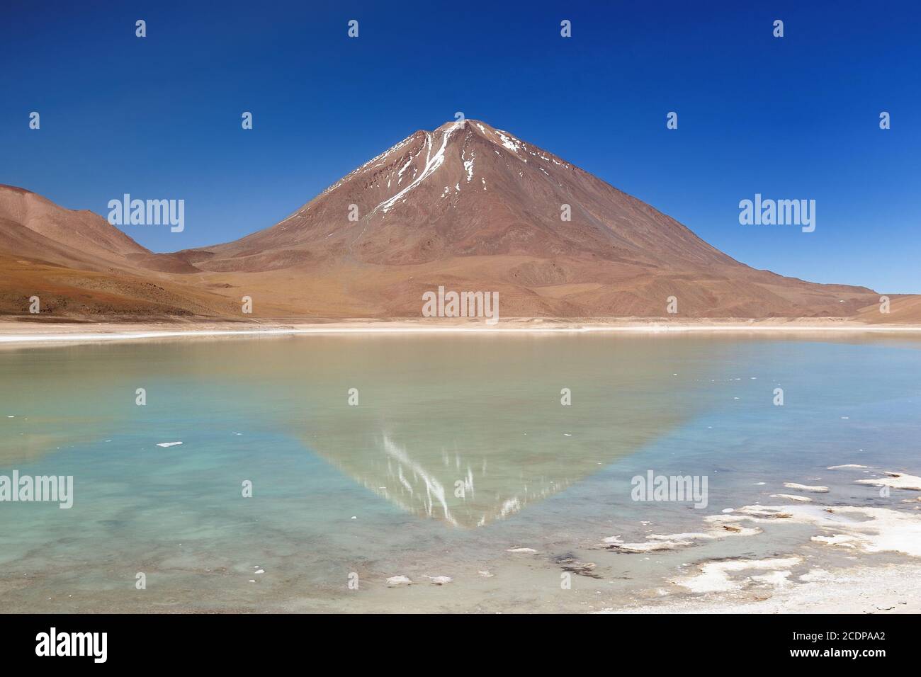 South America - Bolivia. The surreal landscape near Chilean border. Lagoon Verde Stock Photo