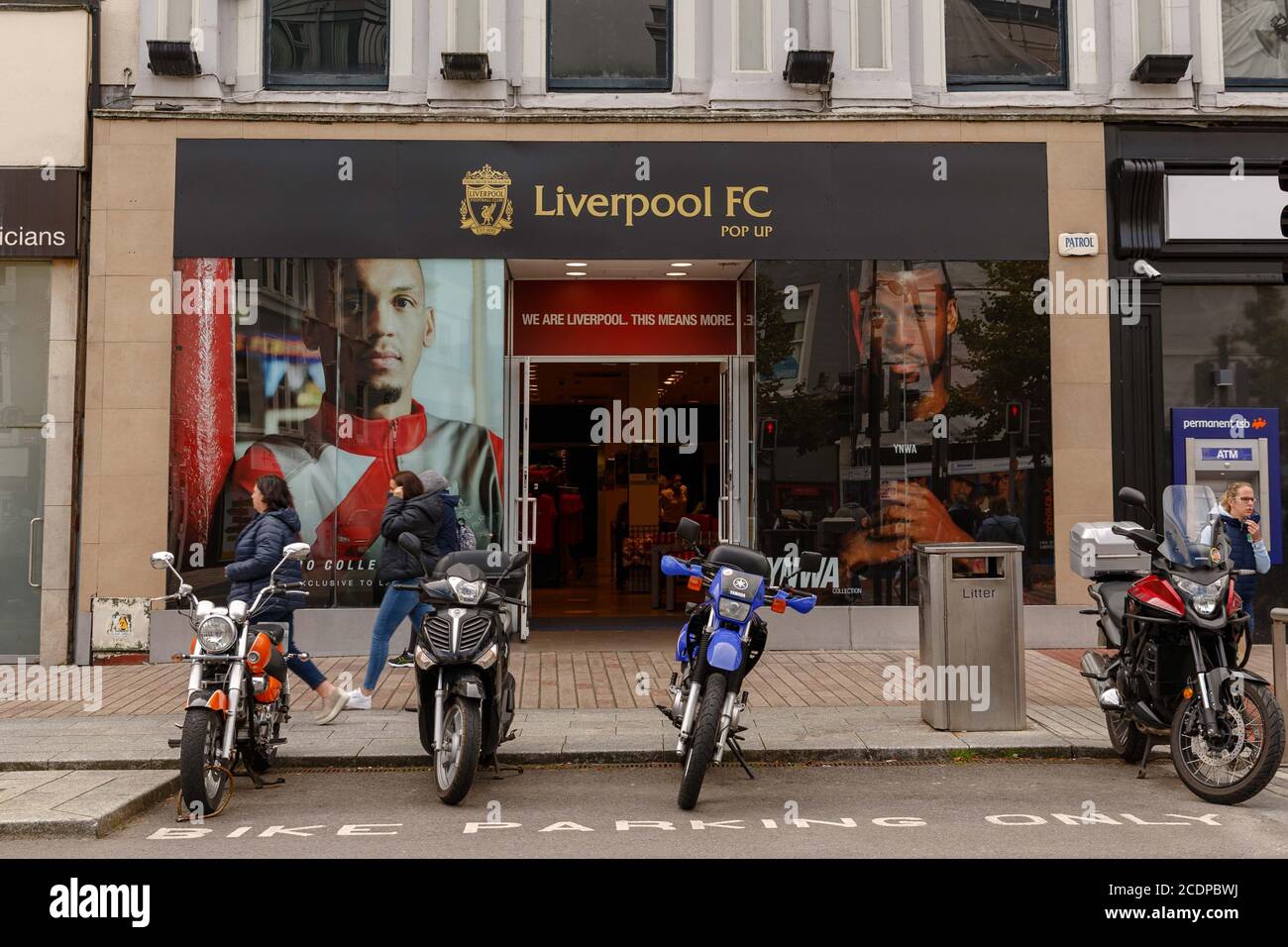 Cork, Ireland. 29th Aug, 2020. Liverpool FC Store Opening, Cork City. A Liverpool FC pop up store opened its doors at 12pm today on St Patrick's Street today. The store is selling the official merchandise of the 2020 Premier League winners. Credit: Damian Coleman/Alamy Live News Stock Photo