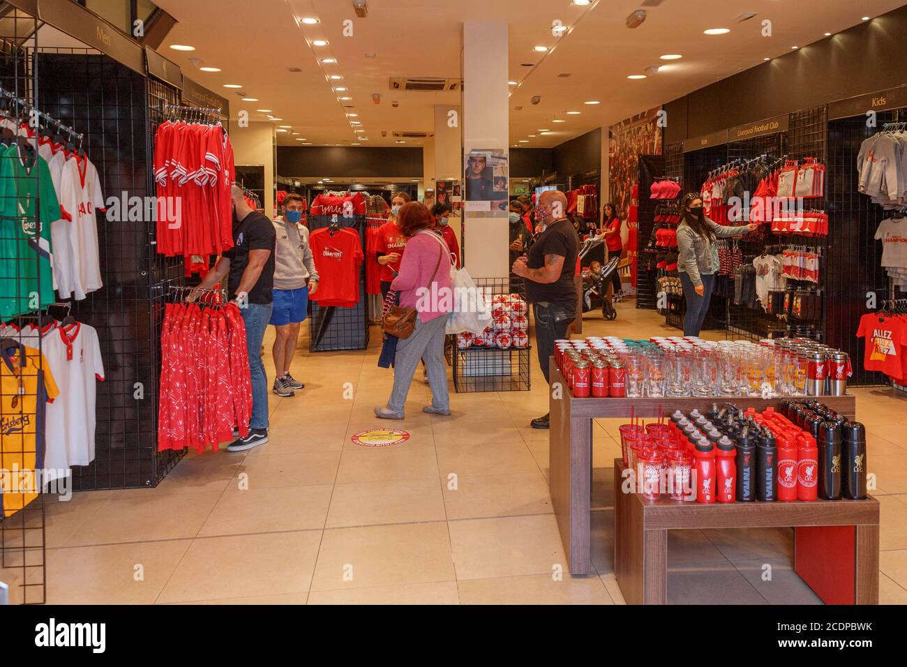 Cork, Ireland. 29th Aug, 2020. Liverpool FC Store Opening, Cork City. A Liverpool FC pop up store opened its doors at 12pm today on St Patrick's Street today. The store is selling the official merchandise of the 2020 Premier League winners. Credit: Damian Coleman/Alamy Live News Stock Photo