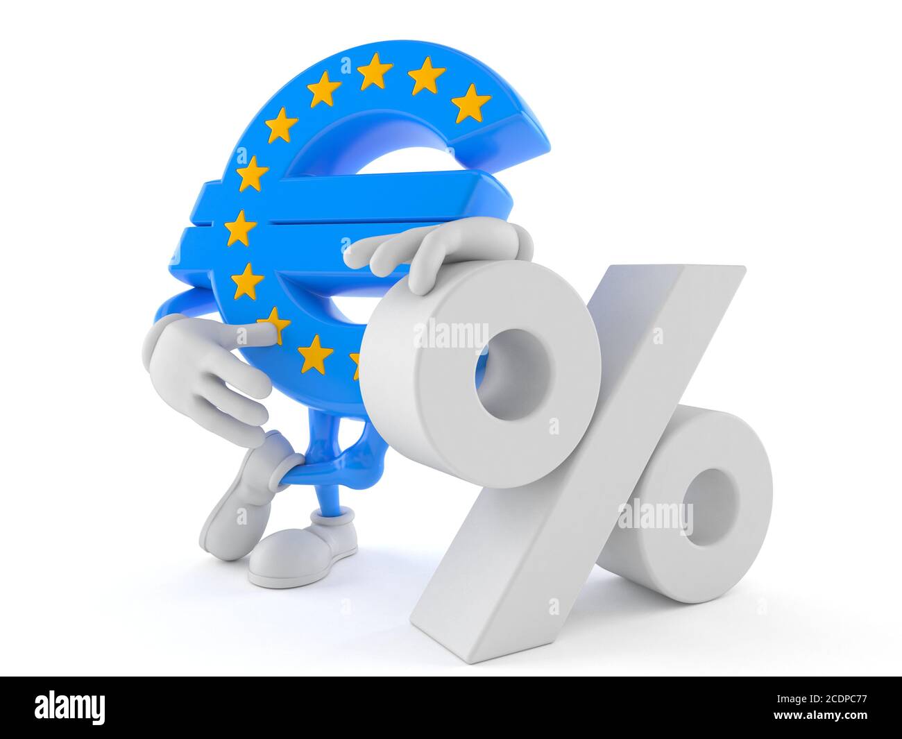Euro currency character with percent symbol isolated on white ...