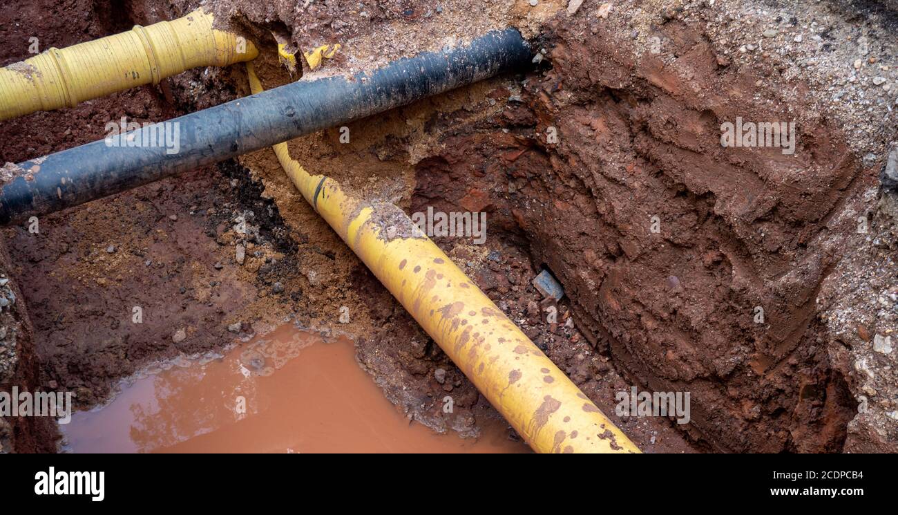 Panorama of a water pipe gas pipe Stock Photo Alamy