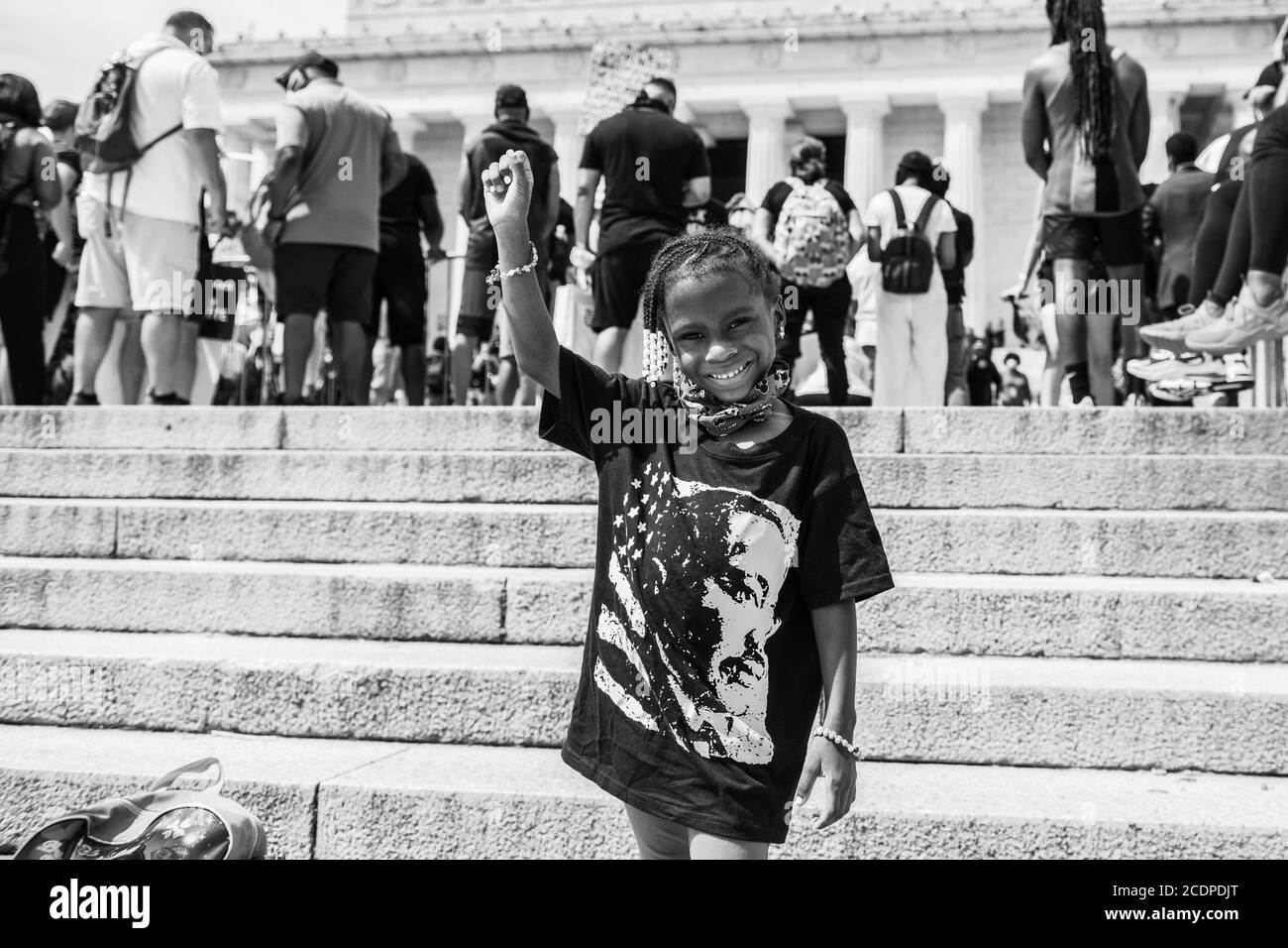 Washington, DC, USA. 28th Aug, 2020. Protestors demonstrate outside the Lincoln Memorial as part