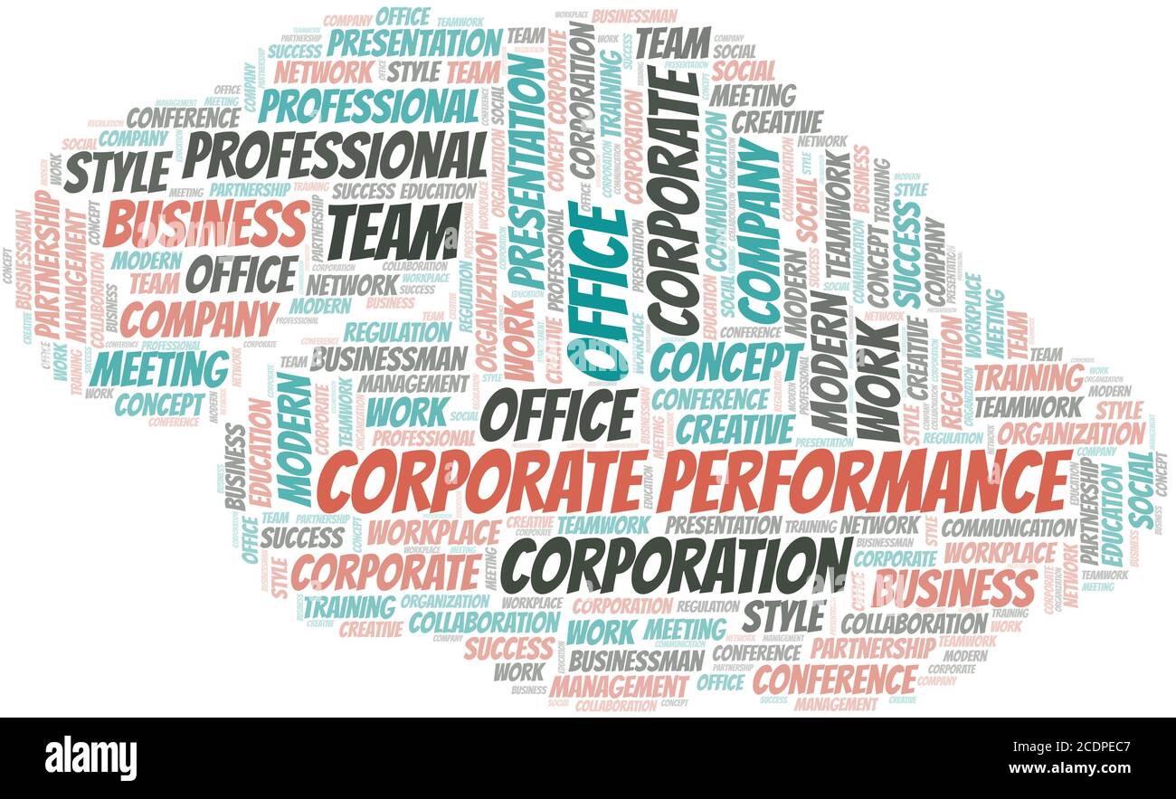 Corporate Performance vector word cloud, made with the text only. Stock Vector