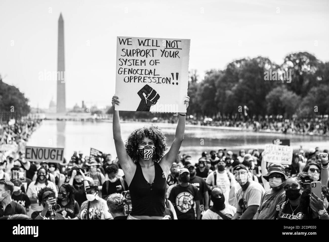 Washington, DC, USA. 28th Aug, 2020. Protestors demonstrate outside the Lincoln Memorial as part