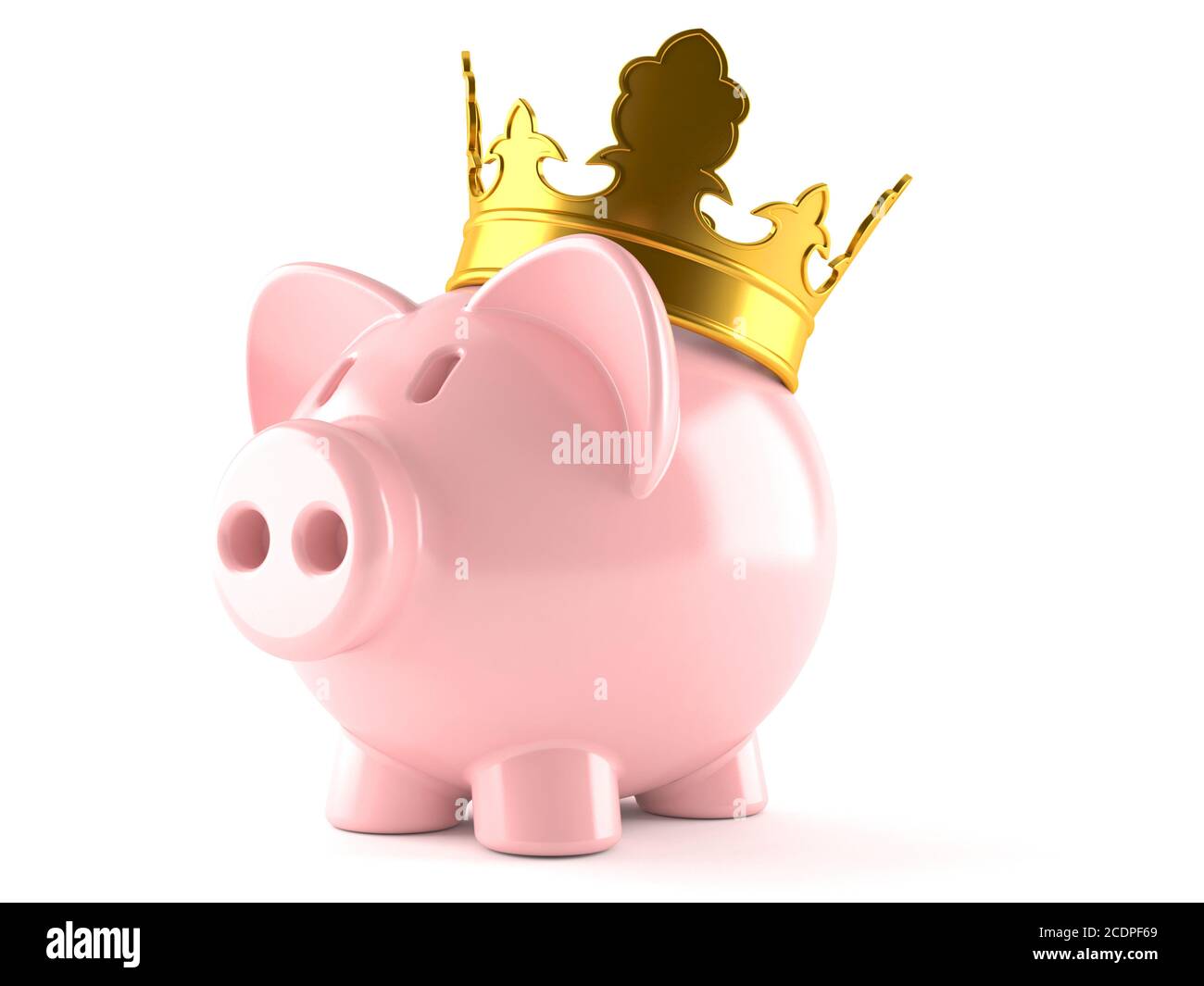 Piggy bank with crown isolated on white background Stock Photo Alamy