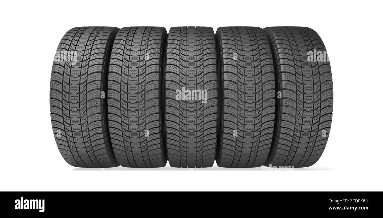 Winter tires isolated on the white background Stock Photo