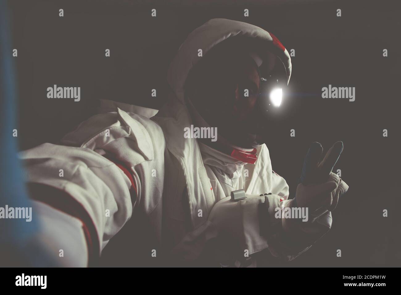 Astronaut leaving earth. Searching for a new home for humanity. Concept  about science and nature. taking selfie in the space Stock Photo - Alamy
