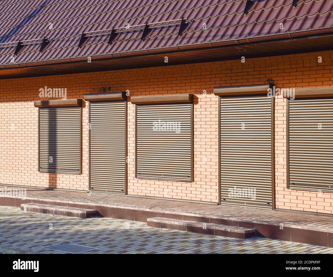 The roof of corrugated sheet on a building Stock Photo