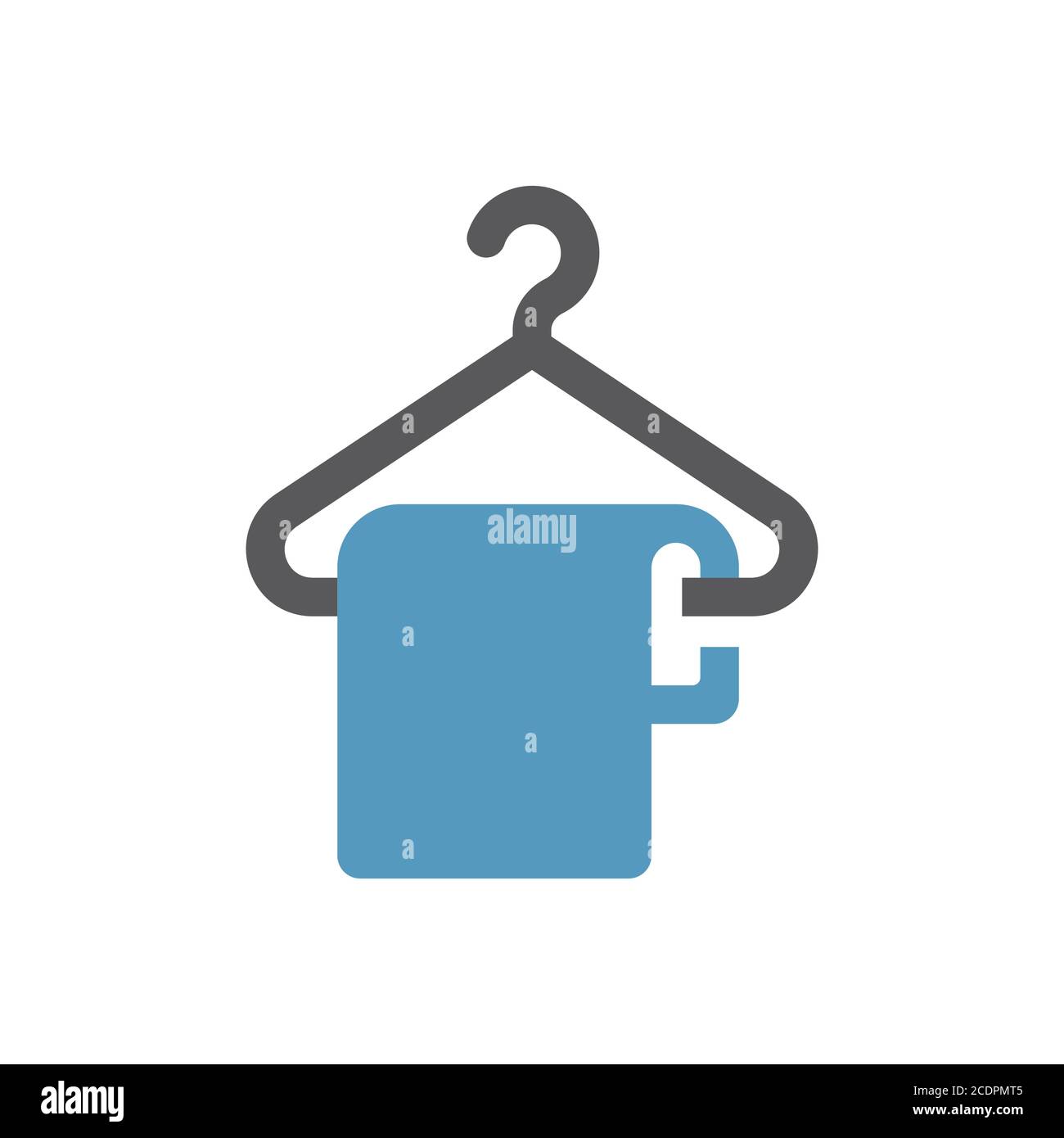 Hanger with a cloth or a towel glyph icon. Dry cleaning or bathroom simple vector symbol. Stock Vector