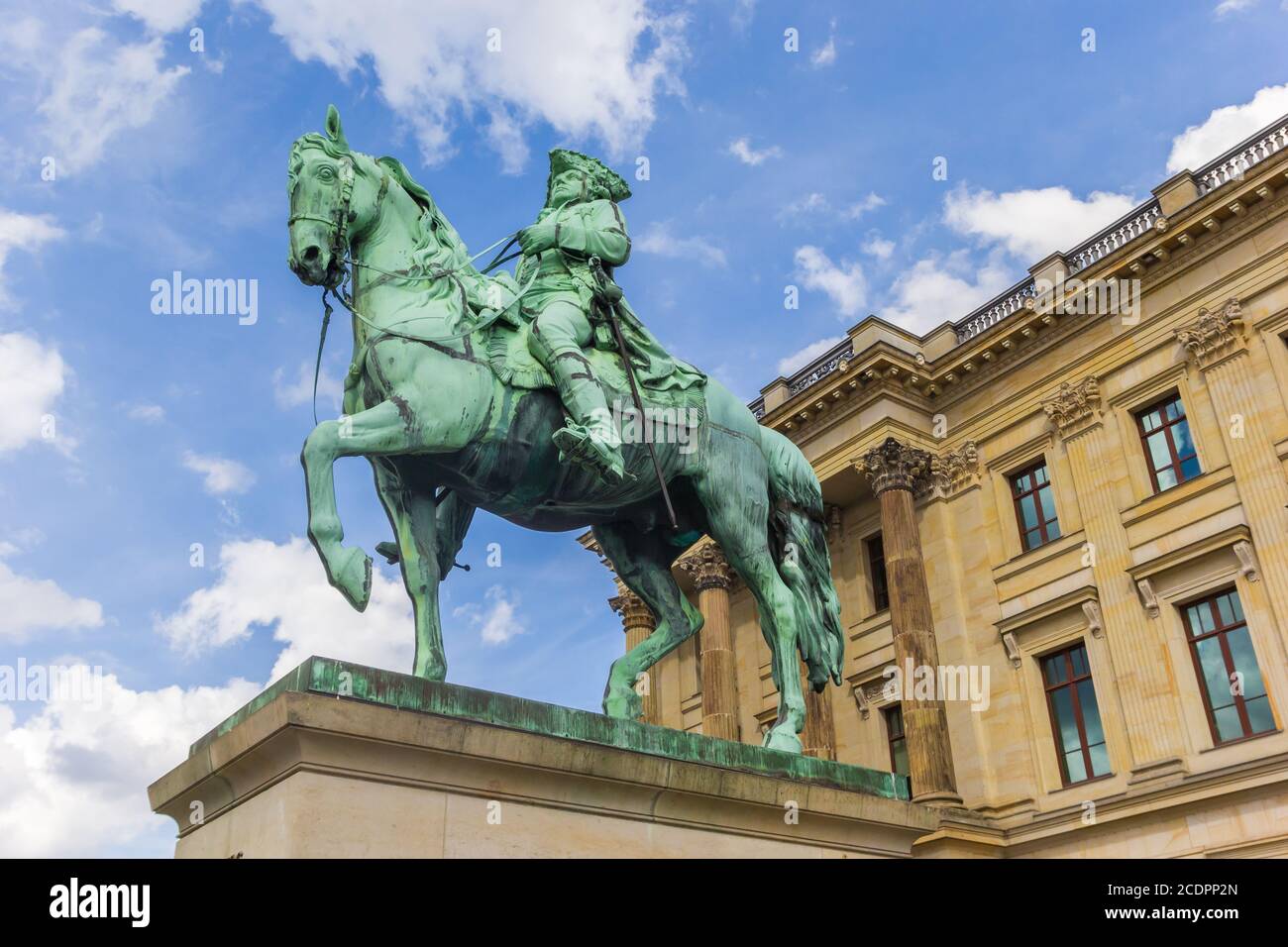 Statue of a horseman in front of the castle in Braunschweig, Germany Stock Photo