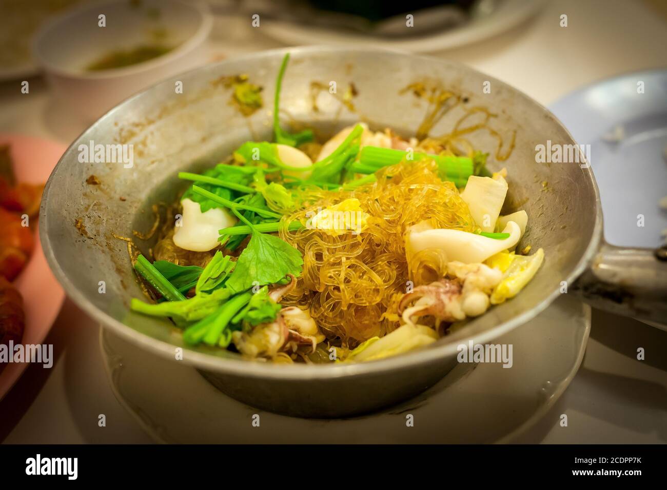HUA HIN, THAILAND - 2015 February. Thai local healthy soup with alot of vegetables. Stock Photo