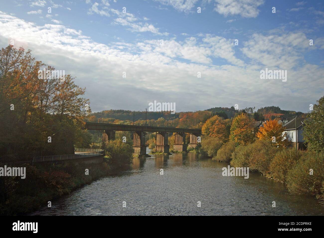 Autumn on the River sieg, nrw, germany Stock Photo
