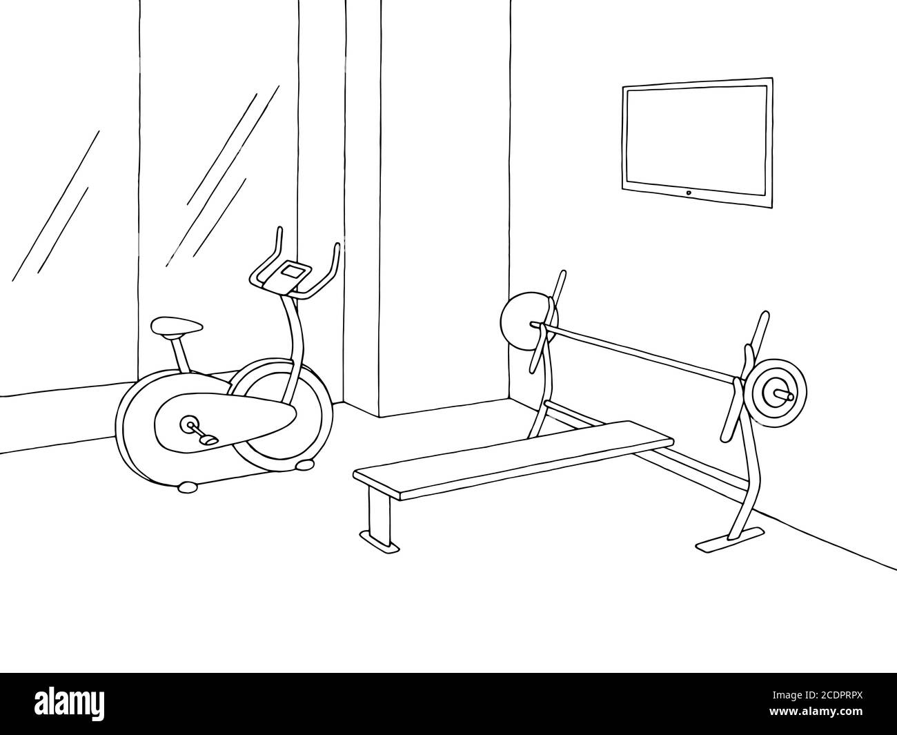Gym Interior Sport Club Graphic Black White Sketch Illustration Vector  Stock Illustration  Download Image Now  iStock