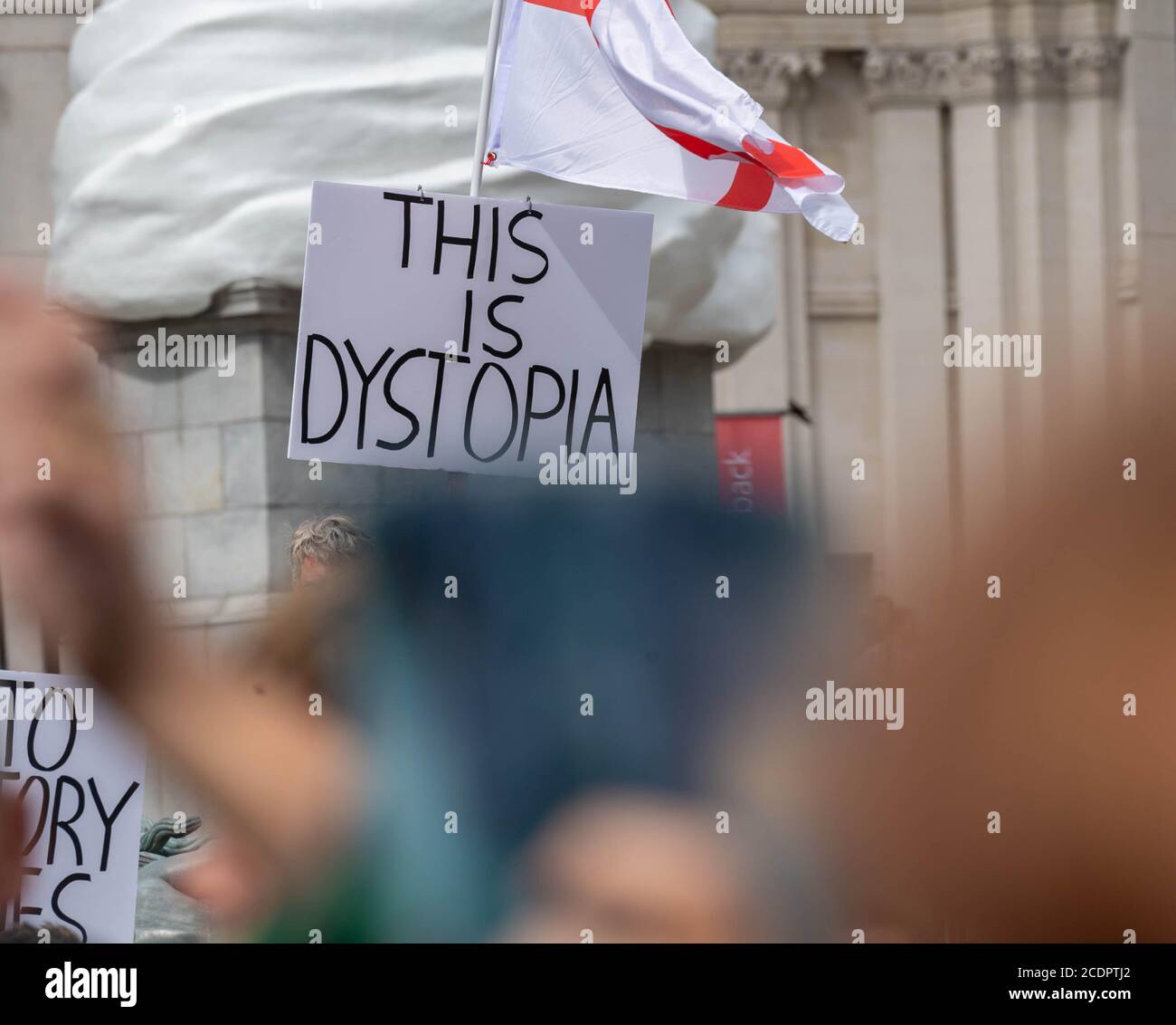 London, UK. 29th Aug, 2020. No to vaccines, end the lockdown, no to 5G protest Trafalgar Square London, Credit: Ian Davidson/Alamy Live News Stock Photo