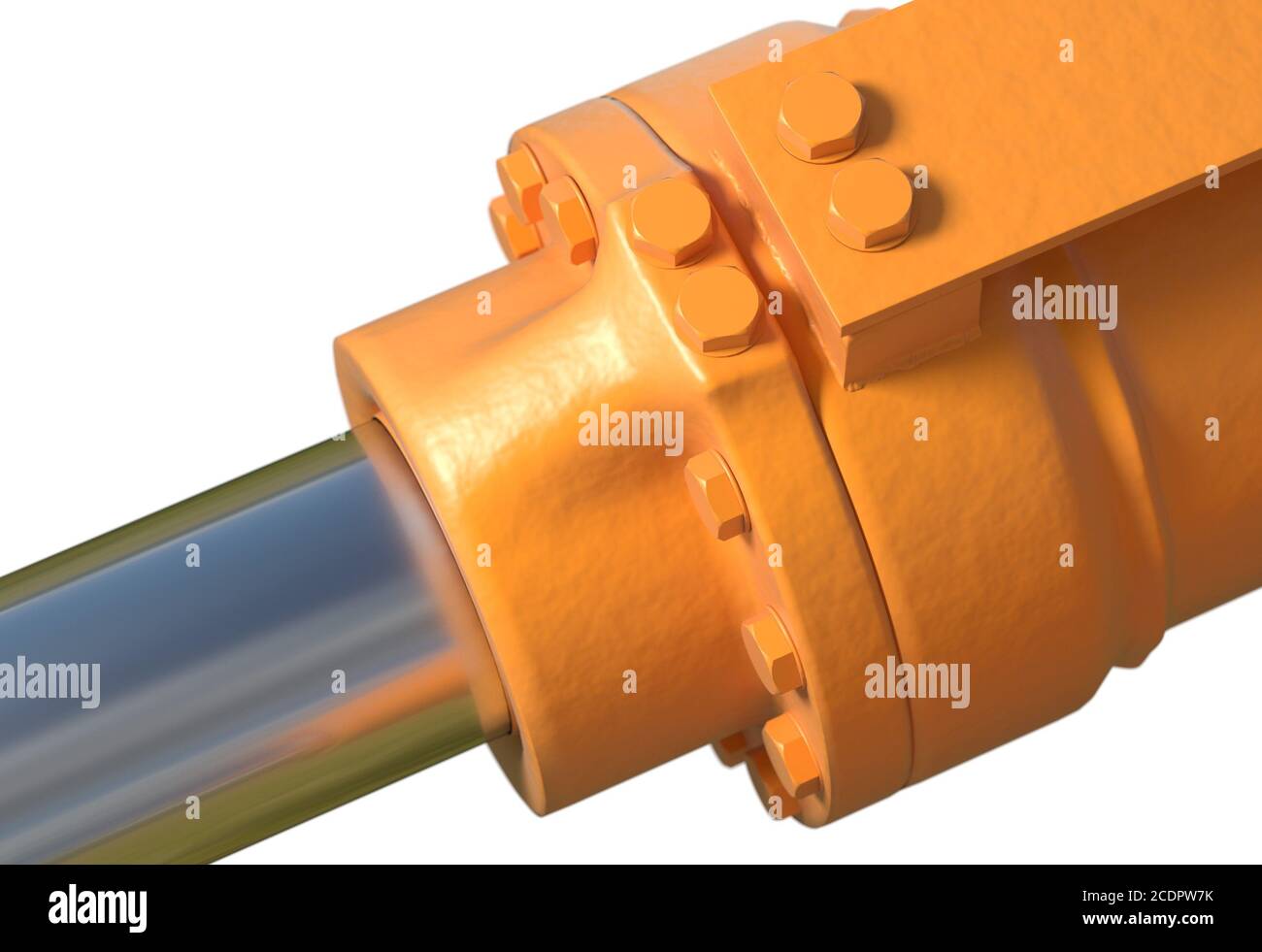 machine piston hydraulic system with nuts and bolts industrial isolated