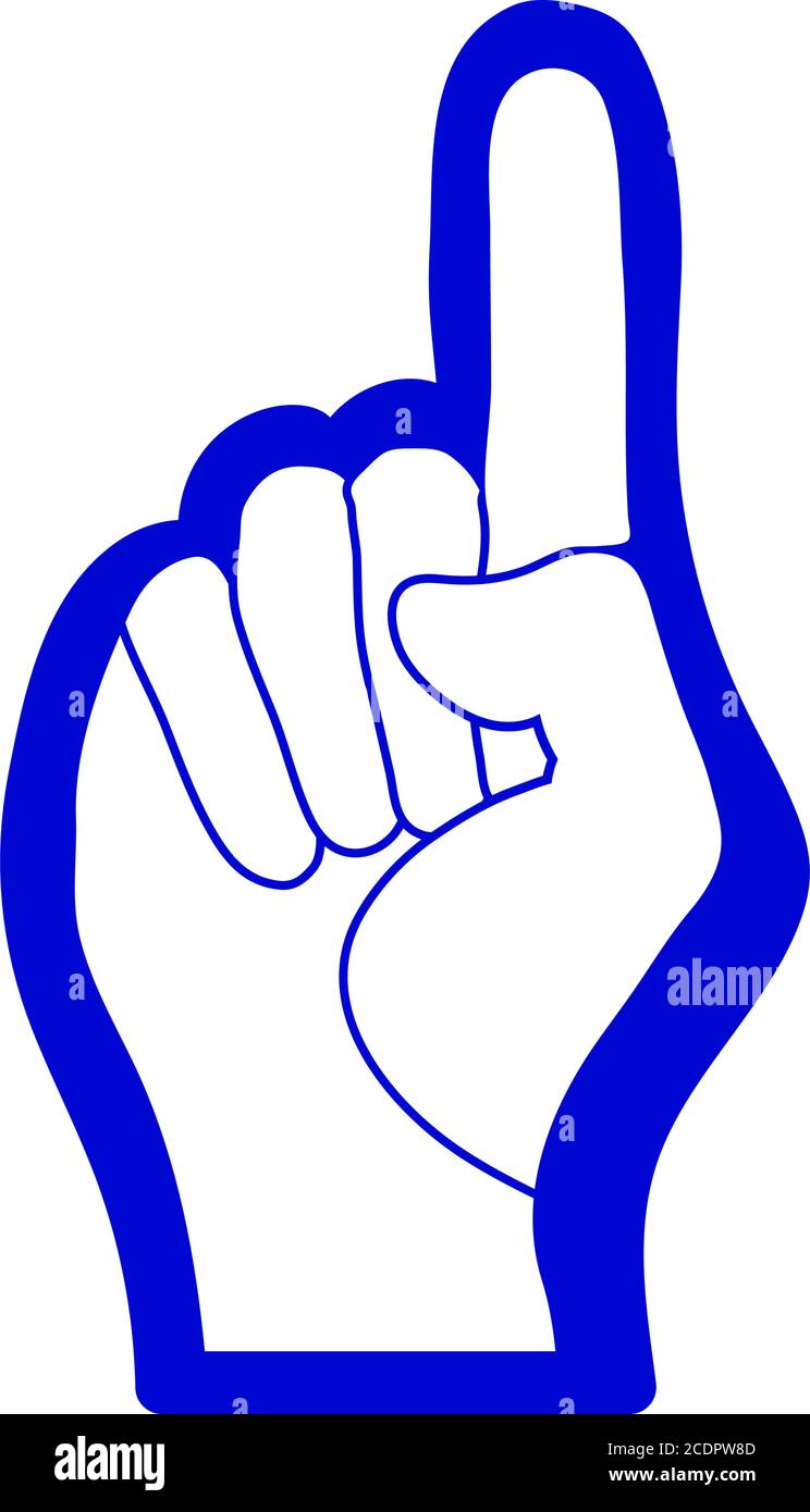 Fan Foam Hand With Number One Gesture Icon. Flat Color Design. Vector Illustration. Stock Vector