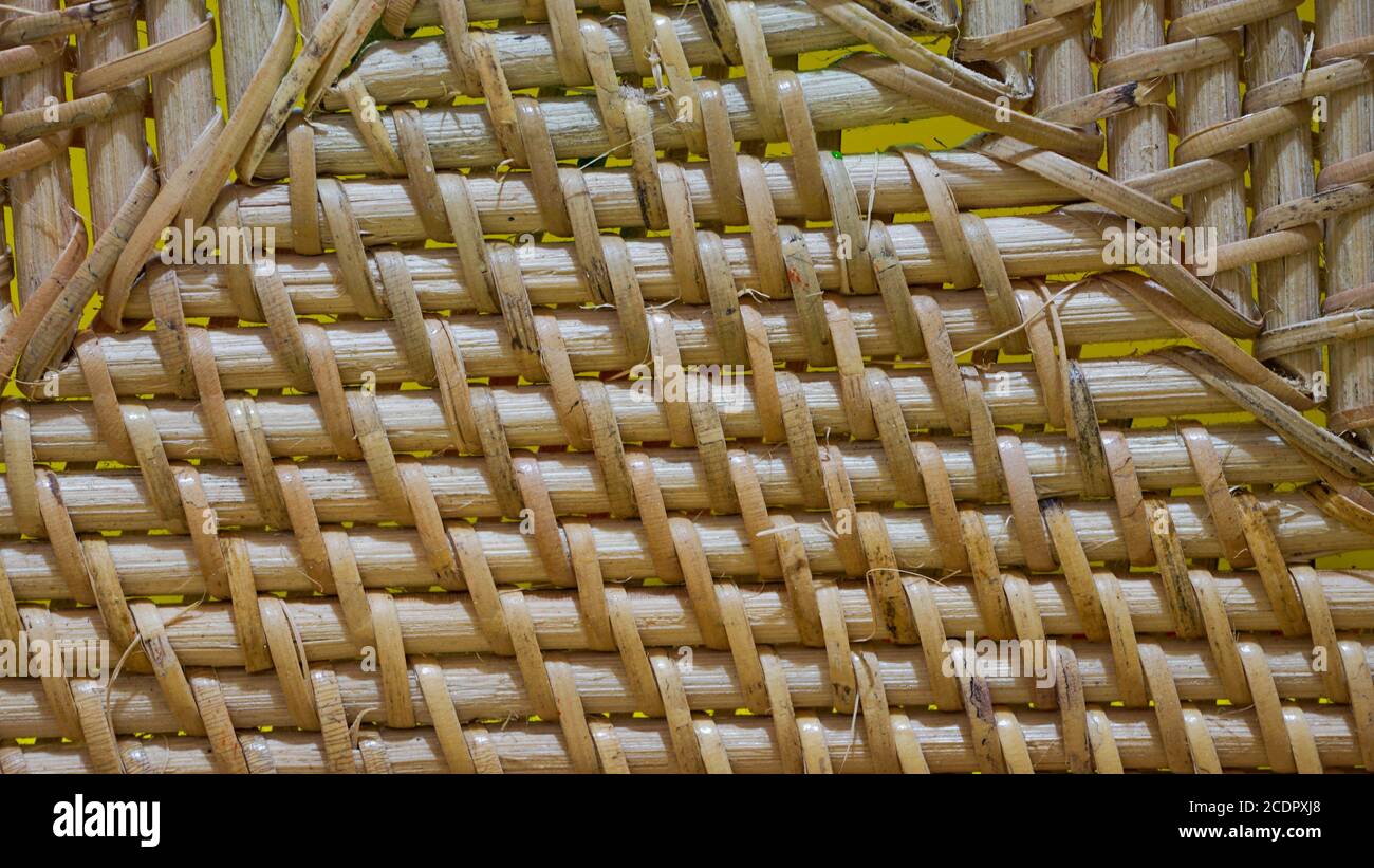Full frame of woven bamboo Stock Photo