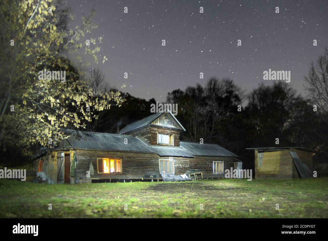Moon stars night sky house hi-res stock photography and images - Alamy
