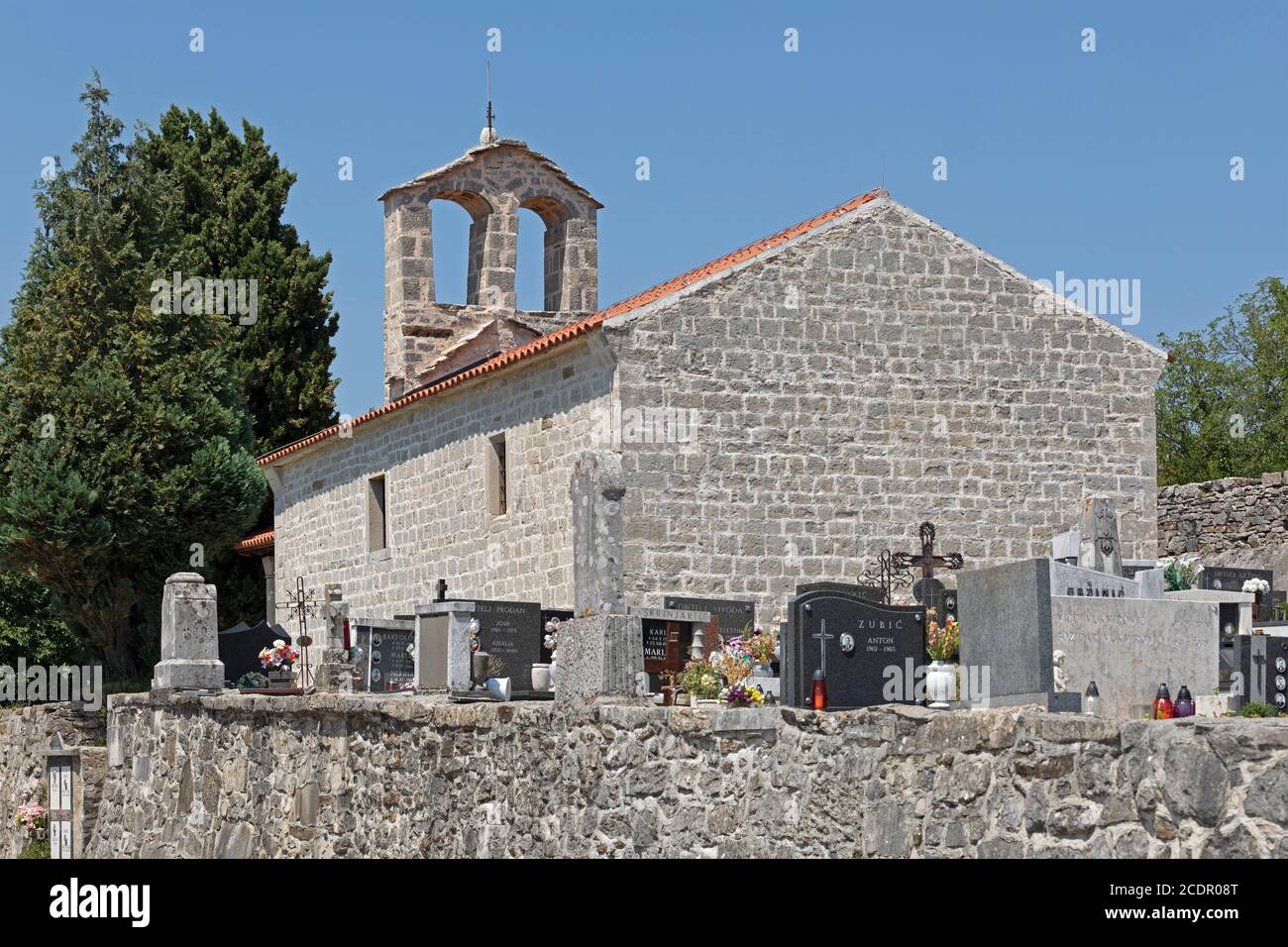 St Jerome church, graveyard, Hum, Istria, Croatia Stock Photo