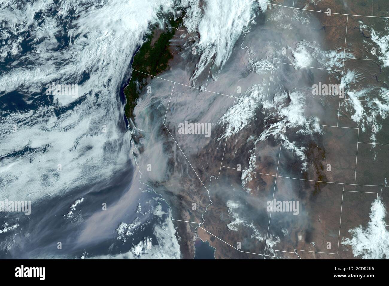 CALIFORNIA, USA - 20 August 2020 - After more than 10,000 lightning strikes in 72 hours, hundreds of wildfires erupted across California, particularly Stock Photo