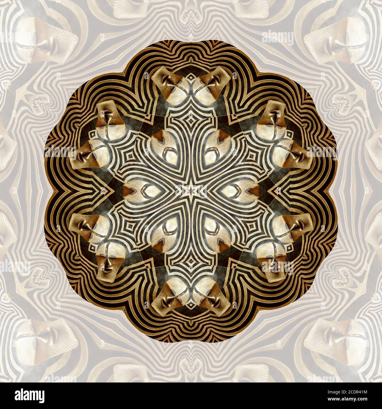 Mandala images inspired by african tribal masks. Stock Photo