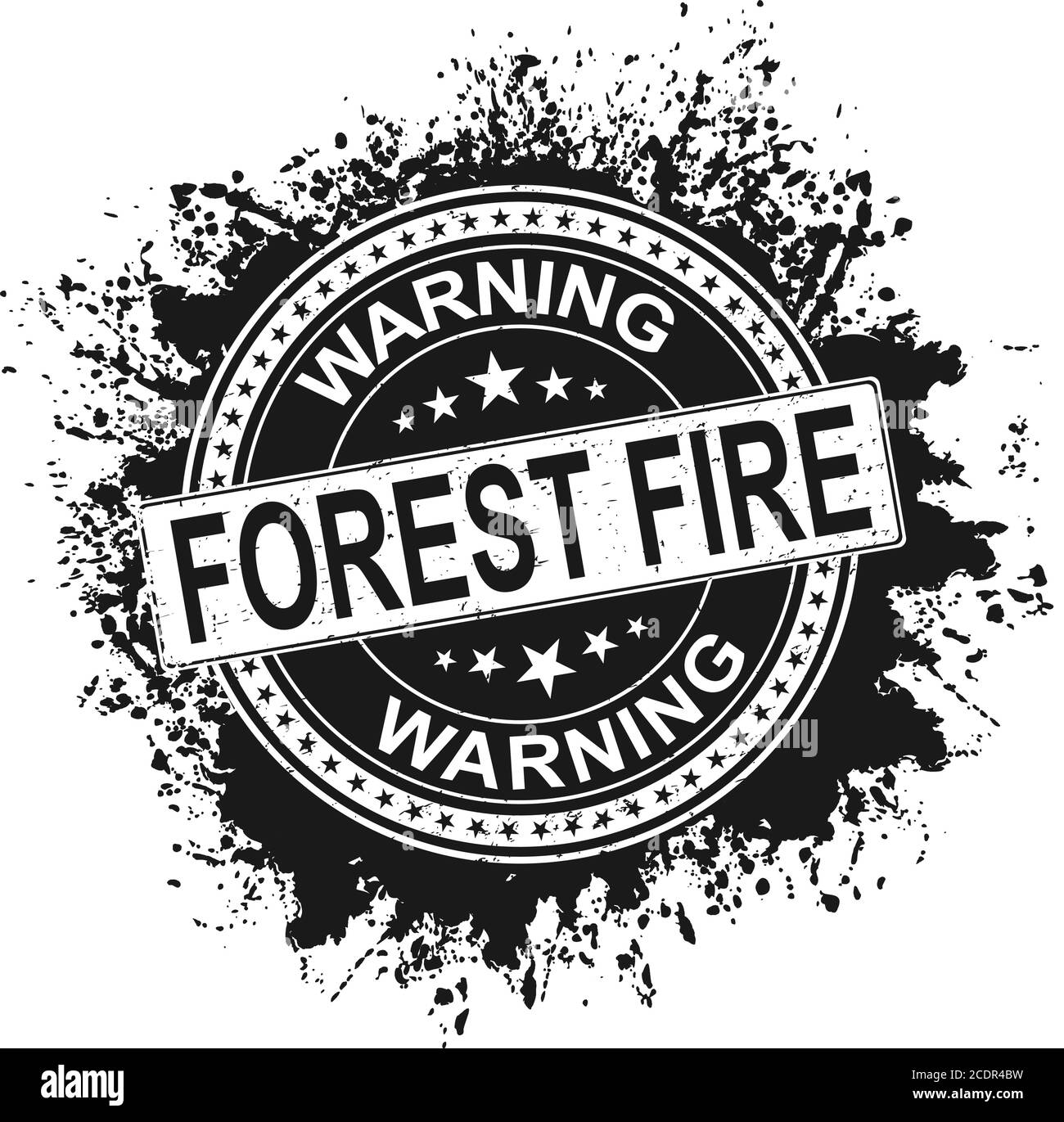 FOREST FIRE warning STAMP. No flame blue sign icon. Forest safety warning sign isolated in white background. Vector illustration. Stock Vector