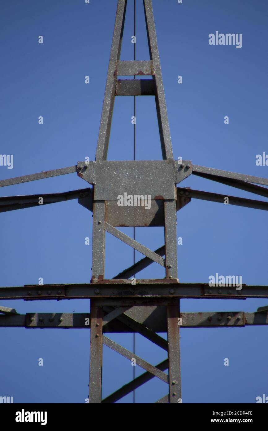 Close up of a power pole with blue sky Stock Photo - Alamy
