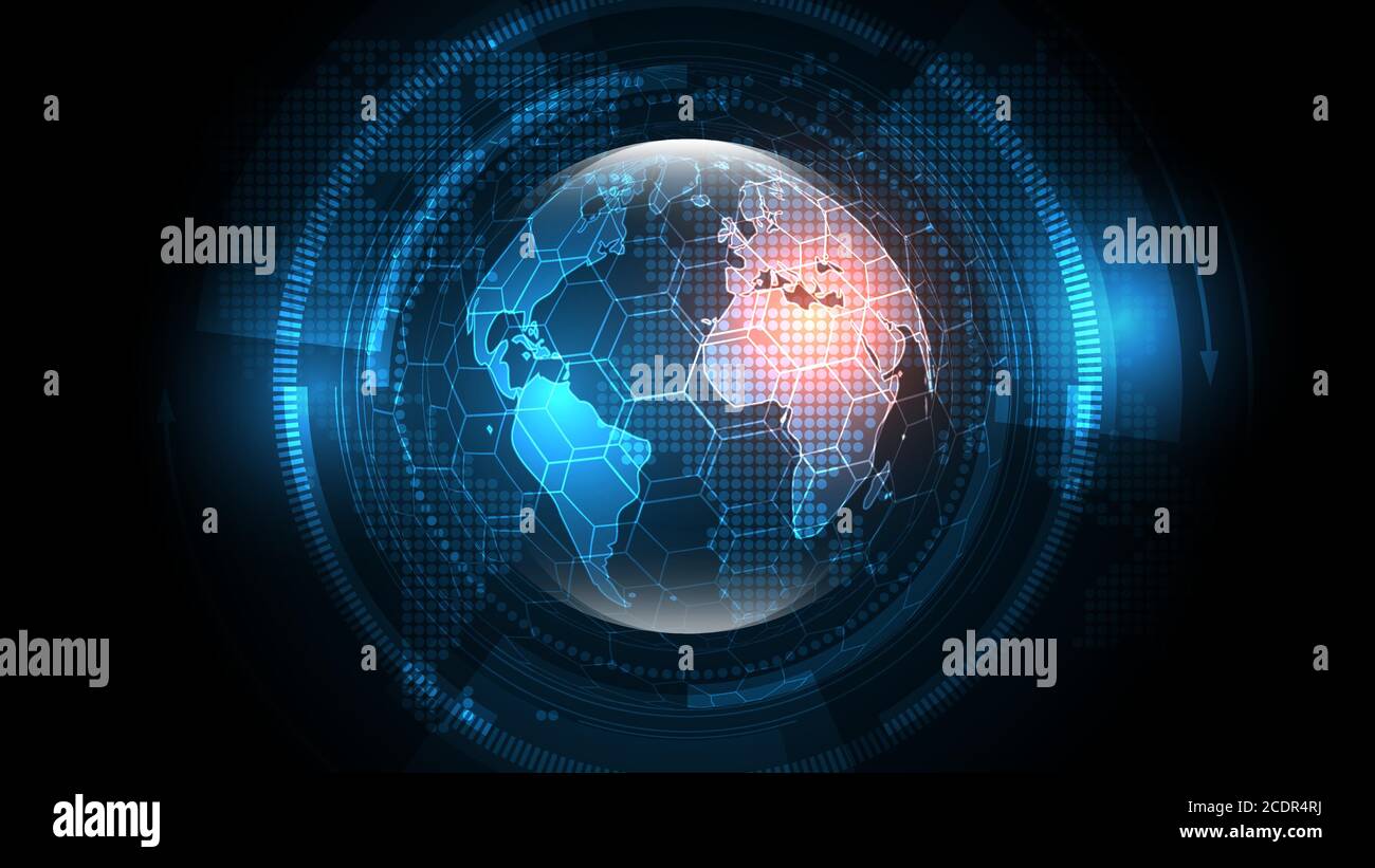 Global network connection World map abstract technology background Stock Vector