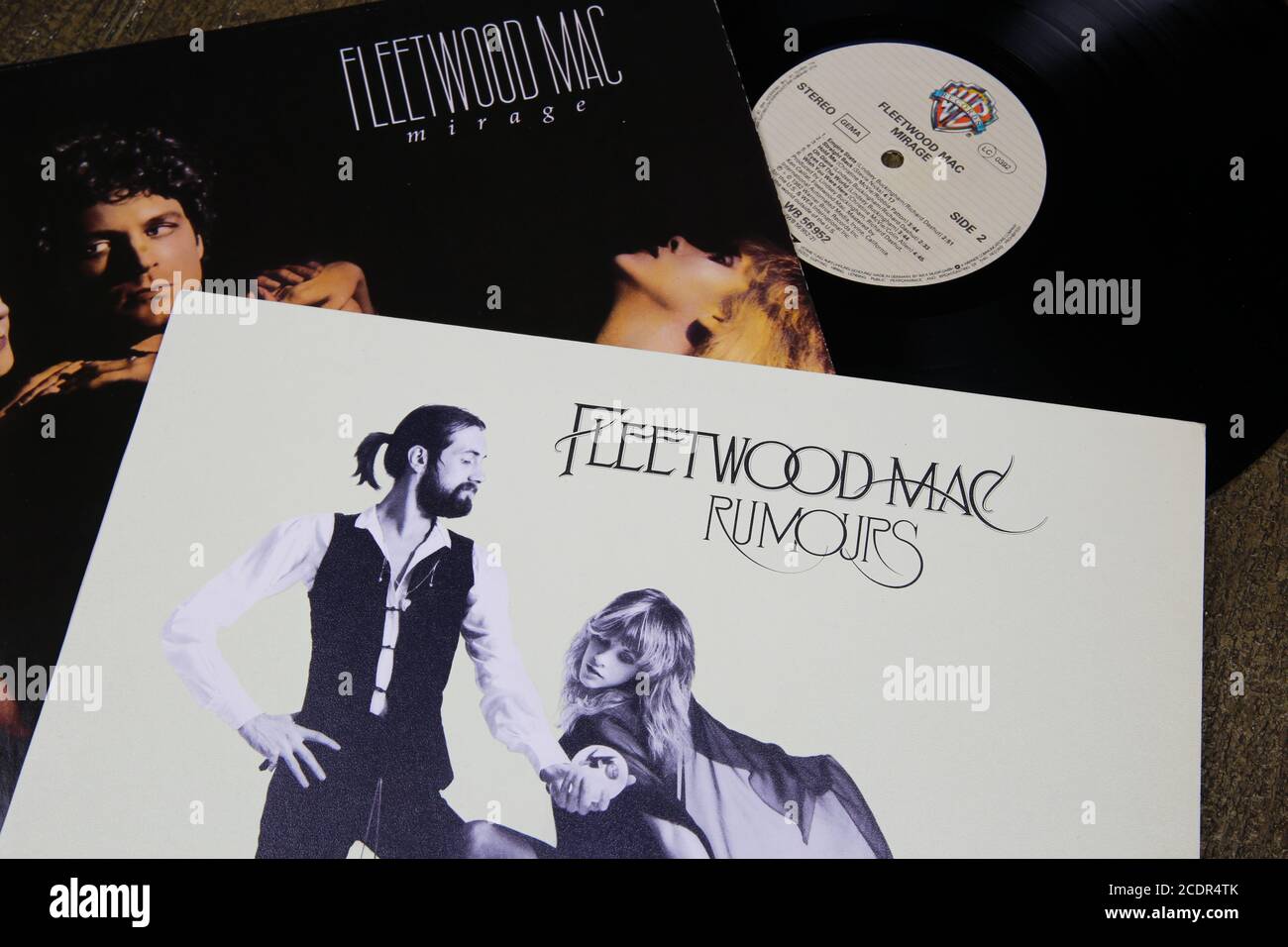 Viersen, Germany - July 9. 2020: Closeup of Fleetwood Mac band vinyl record cover collection Stock Photo