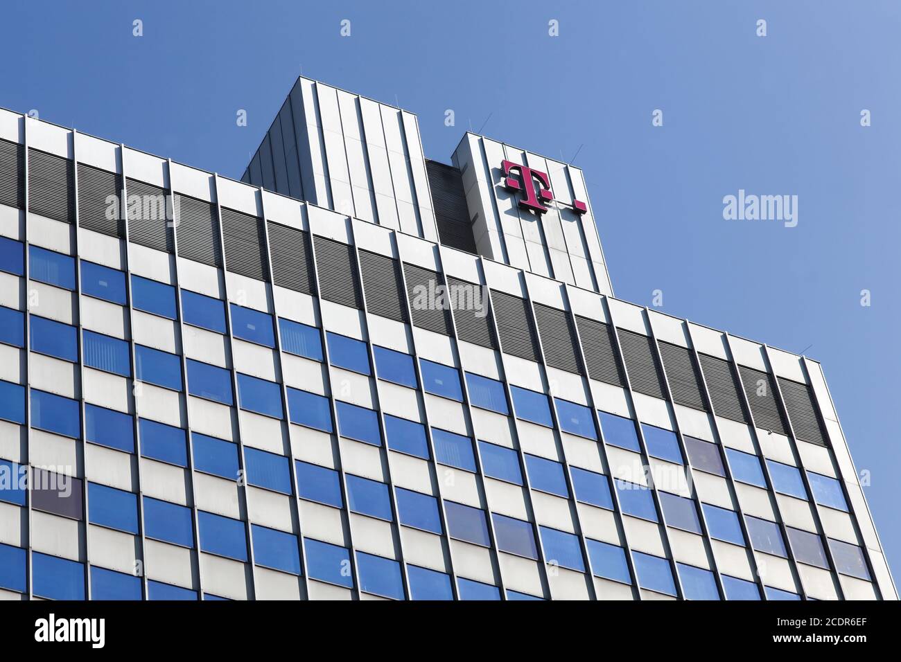 Cologne, Germany - September 2, 2018: Deutsche Telekom building and office in Cologne. Deutsche Telekom is a German telecommunications company Stock Photo