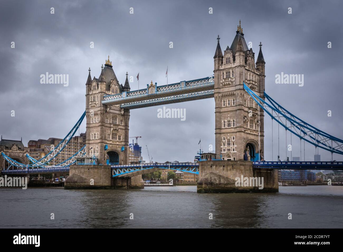 Tower Bridge, iconic landmark structure seen from the River Thames in ...