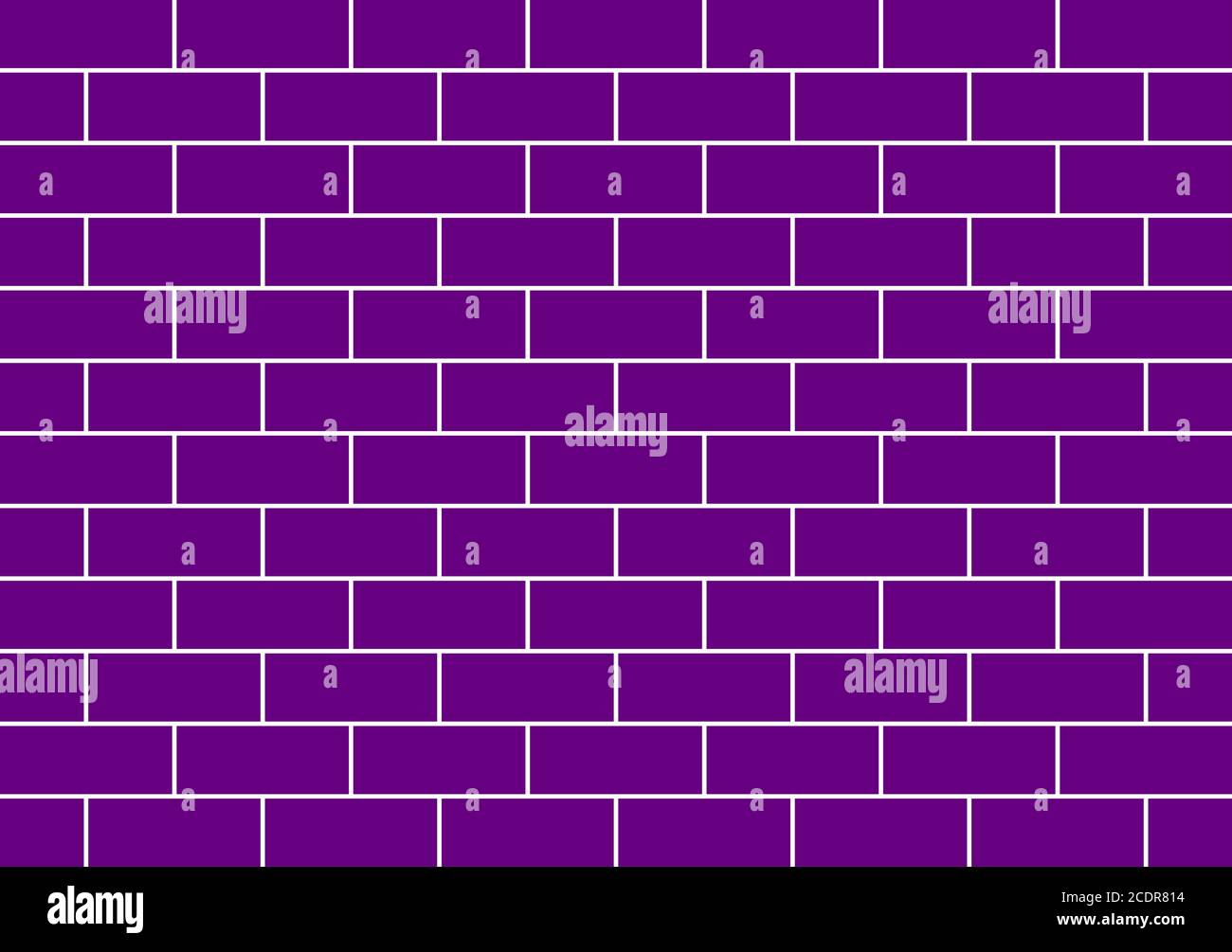 Purple brick wall illustration. Purple and white simple tile design. Stock Photo