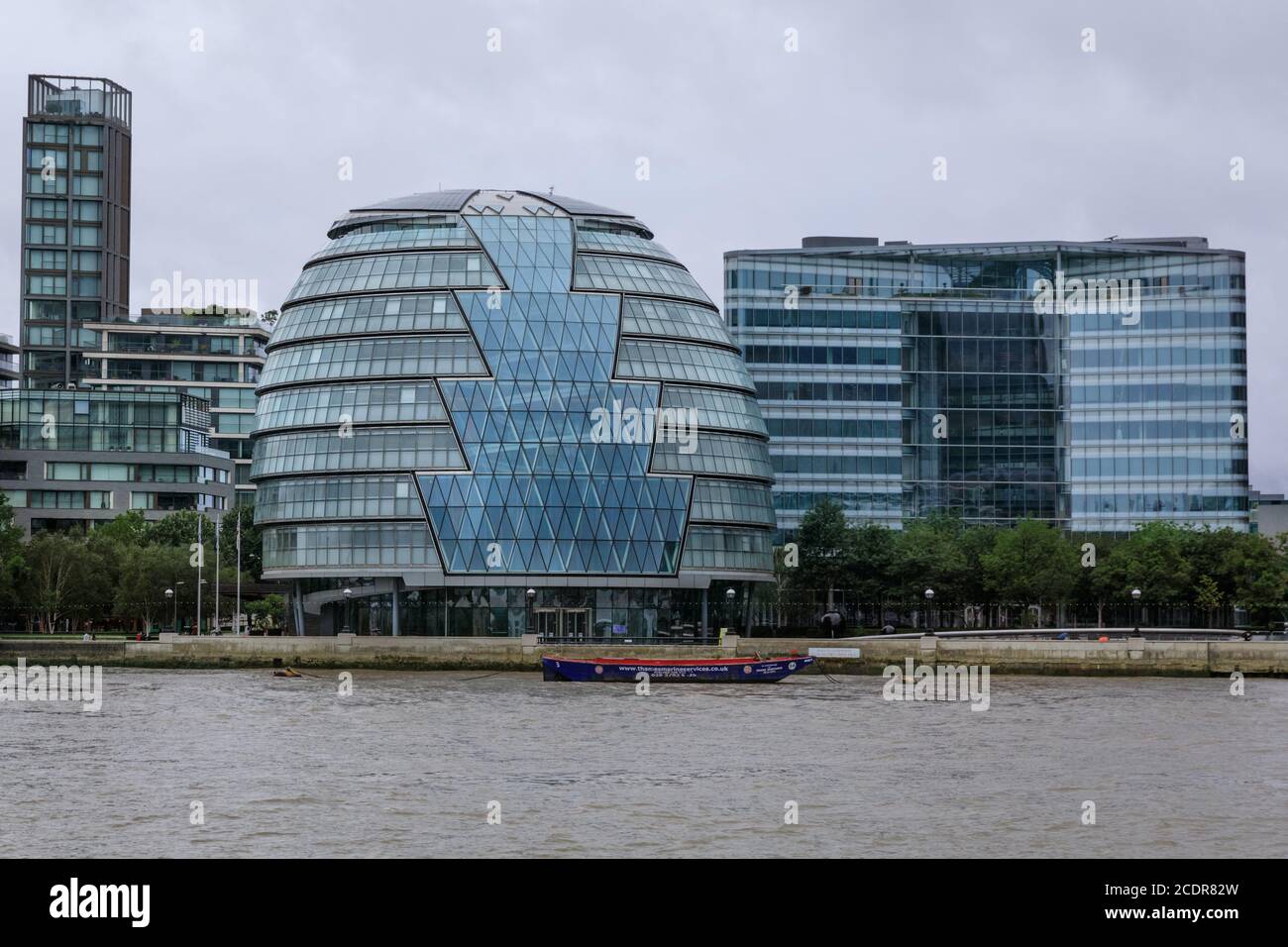 City Hall (m) from the River Thames, headquarters of the Greater London Authority (GLA), the Mayor of London and London Assembly, London, England, UK Stock Photo