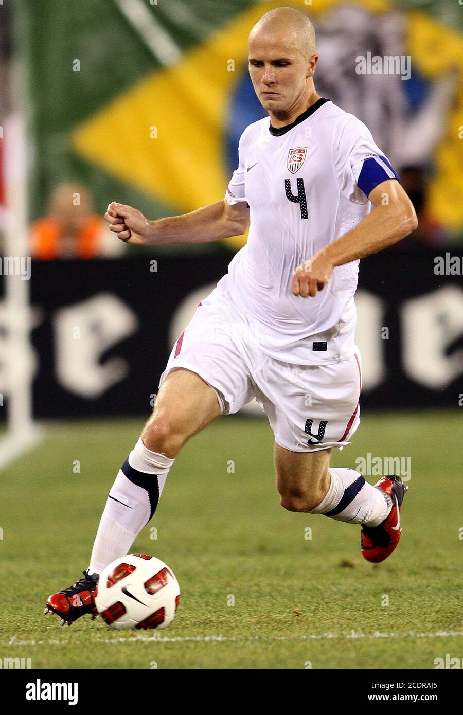 Michael Bradley #4 of the USA during an international friendly match against Brazil in Giants Stadium, on August 10 2010, in East Rutherford, New Jers Stock Photo