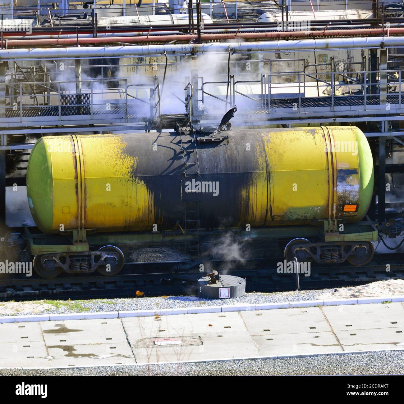 train transports tanks with oil and fuel Stock Photo