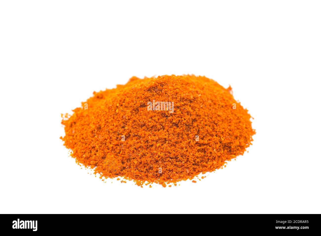 Heap of spice cayenne pepper powder on white background Stock Photo